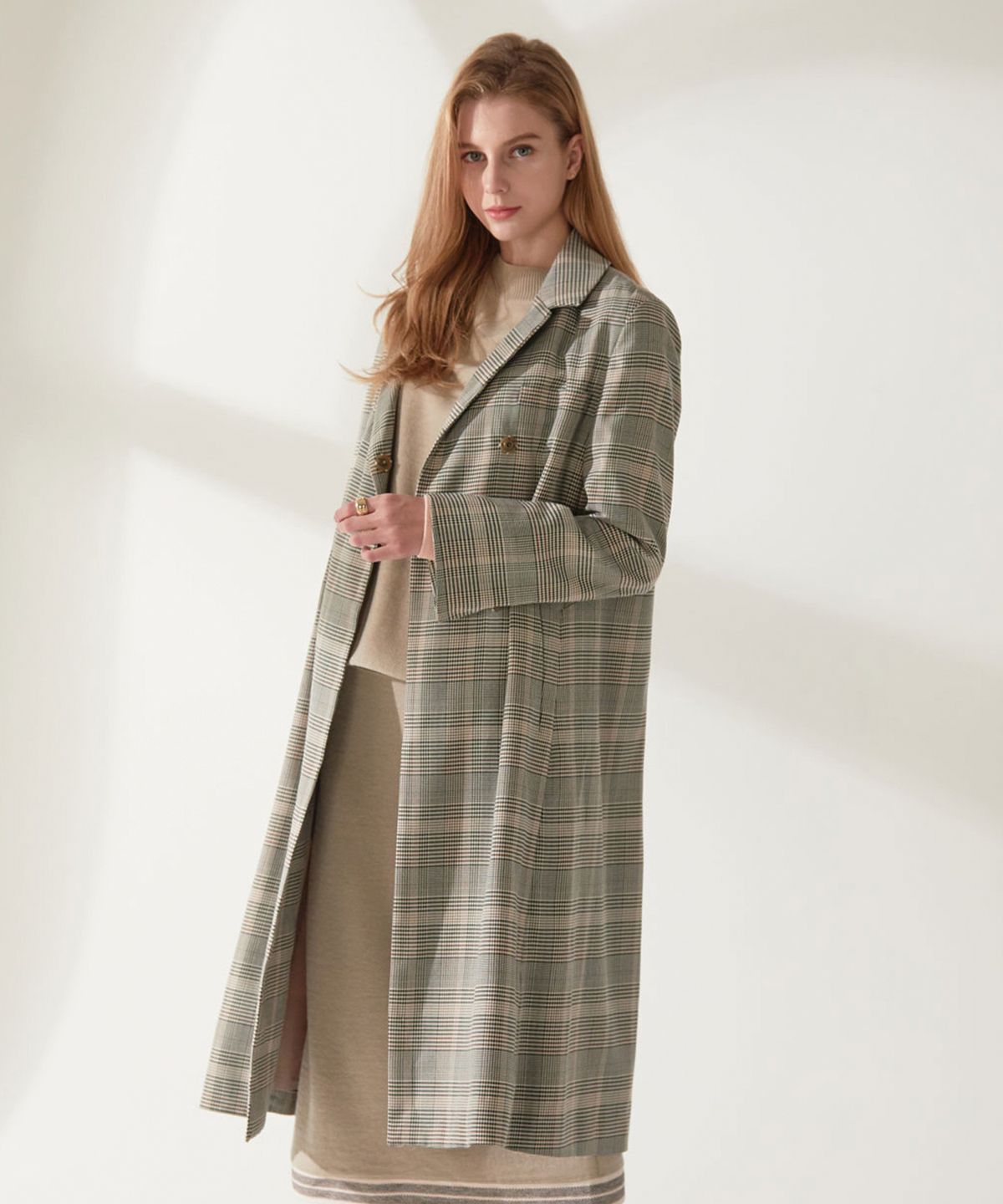 엔오티(NOT) Houndtooth check trench coat