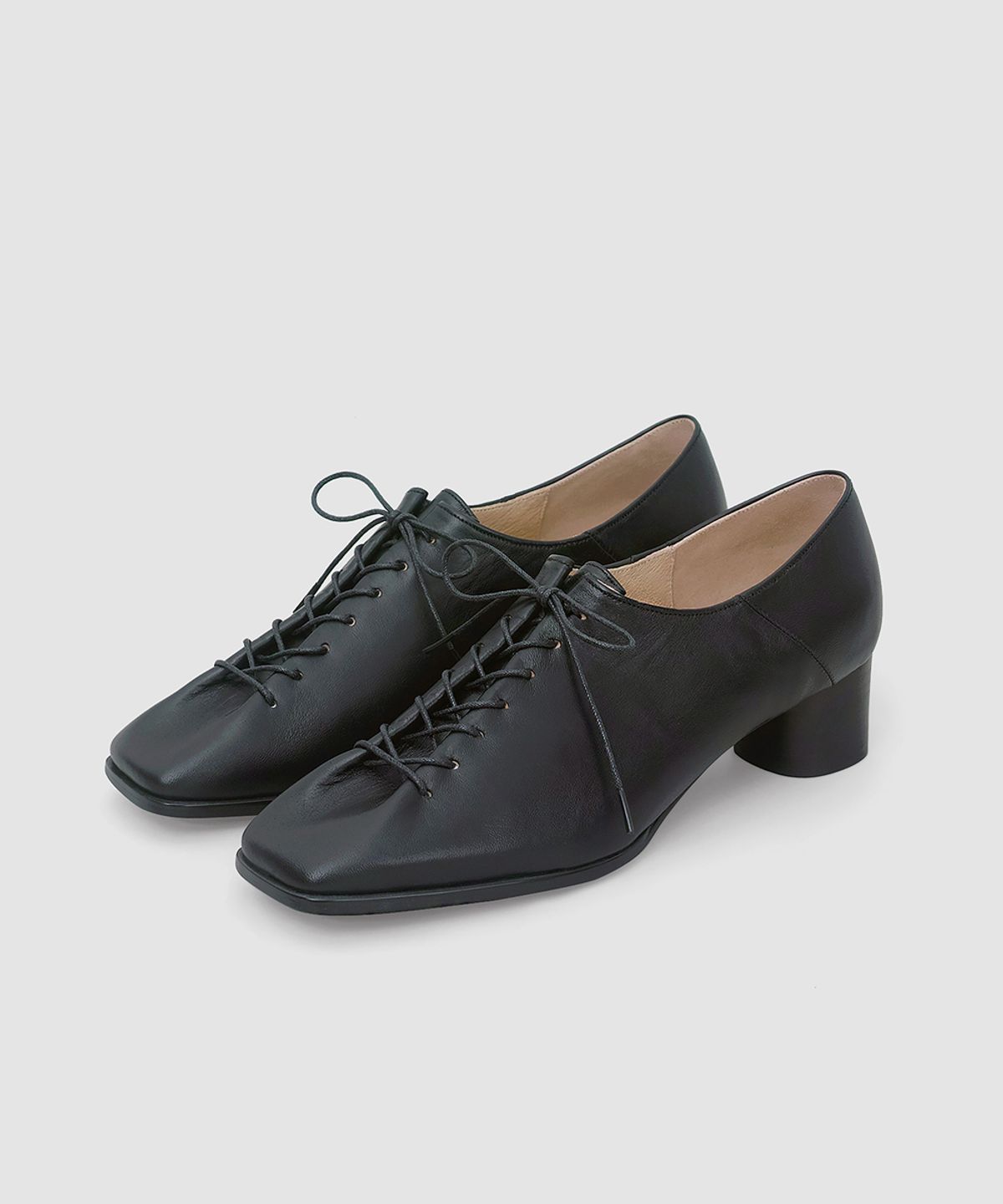 흰(HEENN) Folded Derby Pumps . BK [HS2008]