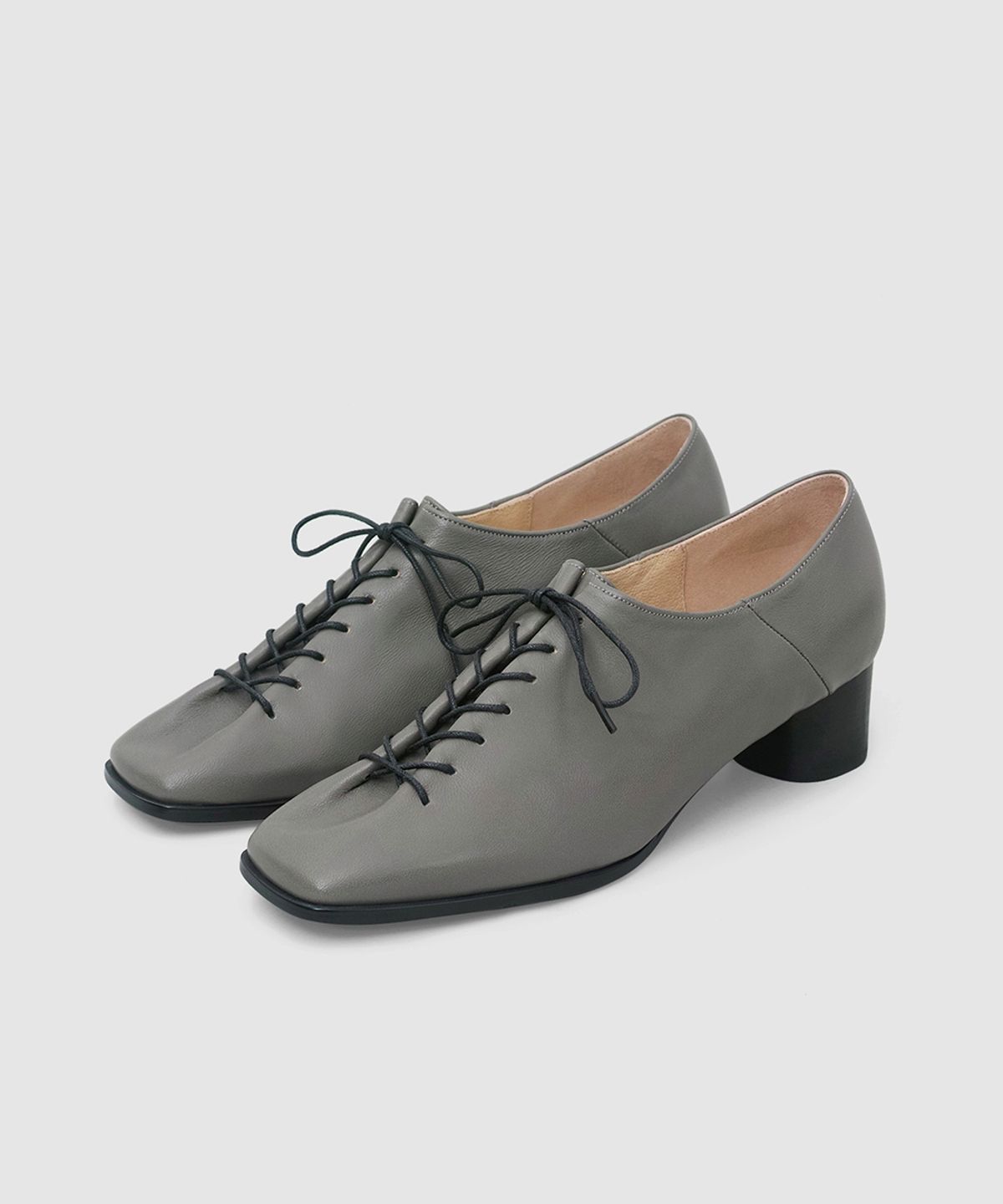 흰(HEENN) Folded Derby Pumps . GY [HS2008]