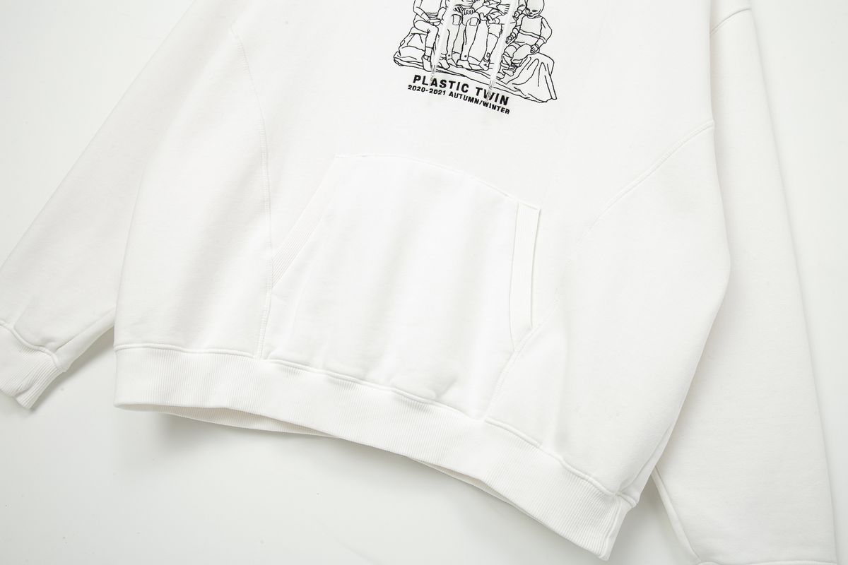 태우(TAEWOO) Plastic twin Embroidery Hoodie White
