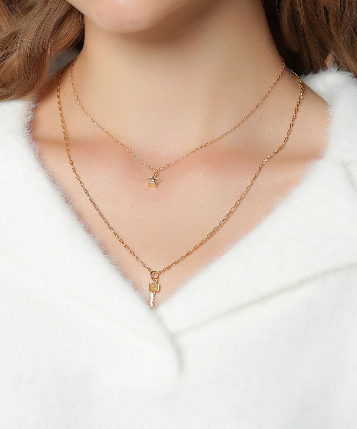 봉보(BONBEAU) Mini key pendant simple Necklace 미니 키 팬던트 포인트 체인 목걸이