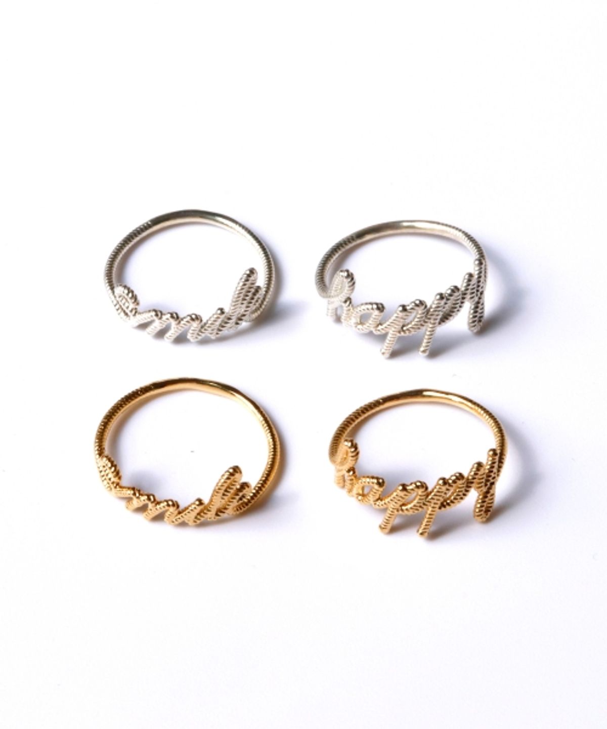 봉보(BONBEAU) Unique smile  happy twist initial Ring 스마일 해피 이니셜 레터링 반지