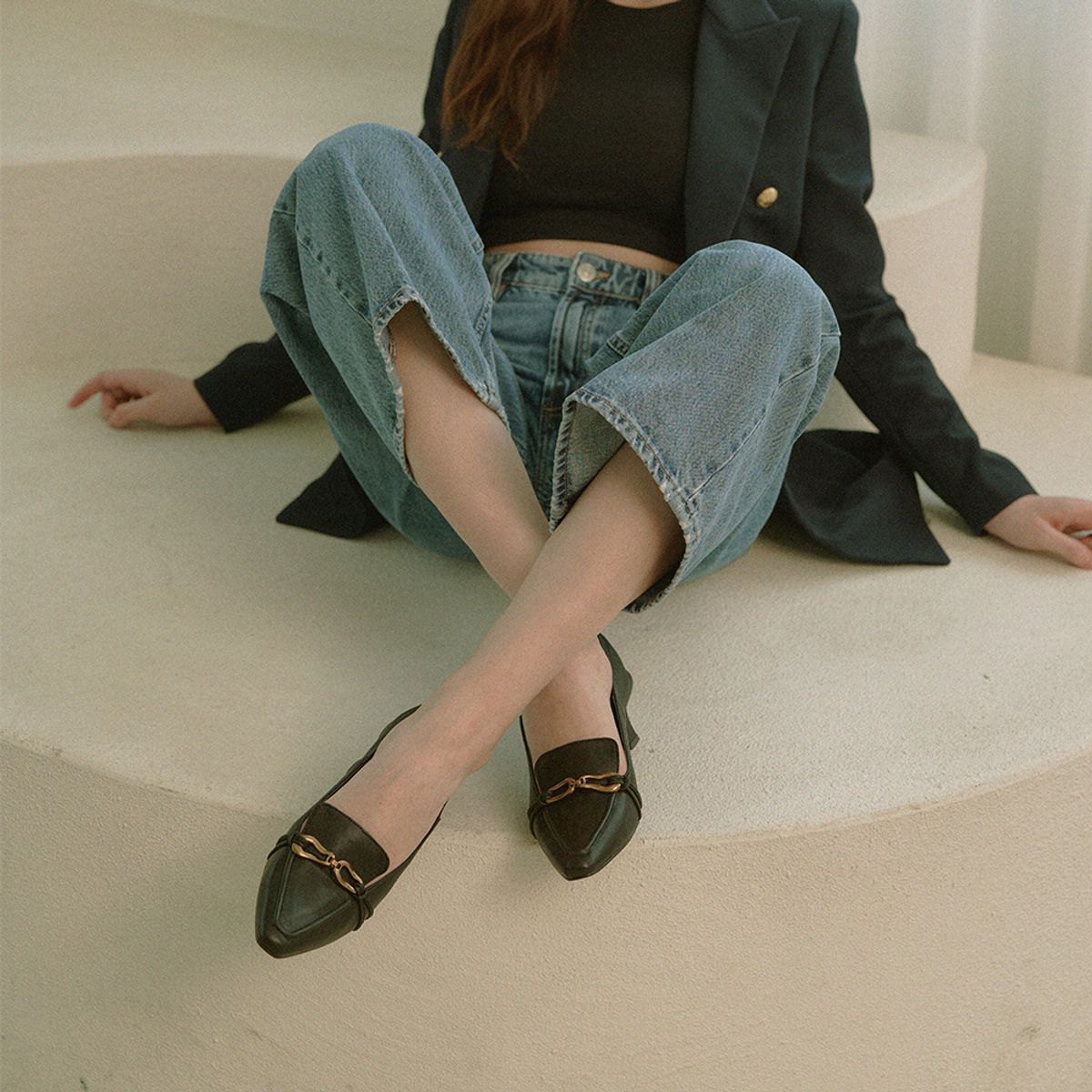 케리제이드(KERRIJADE) Wave Chain Loafer_Black