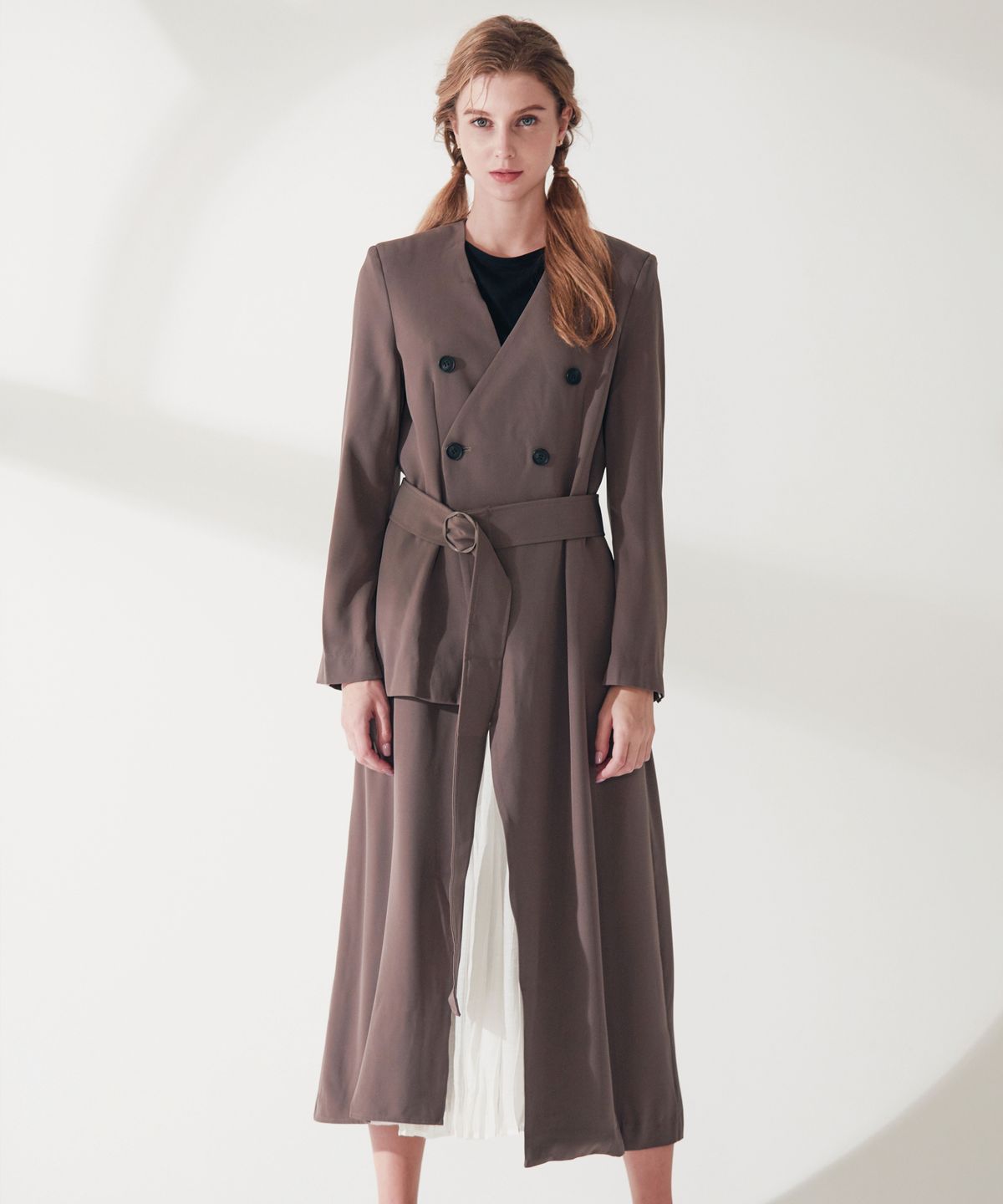 엔오티(NOT) Unbalanced Length Suit + See-through Detail Skirt