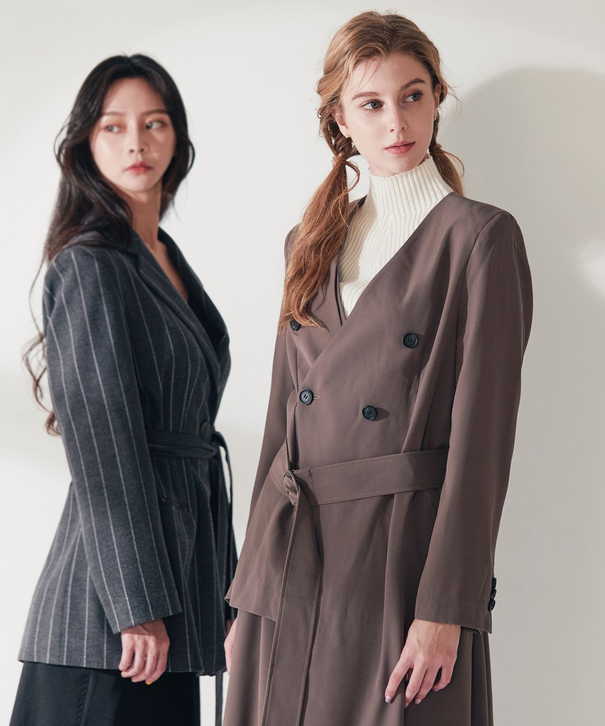 엔오티(NOT) Unbalanced Length Suit + See-through Detail Skirt