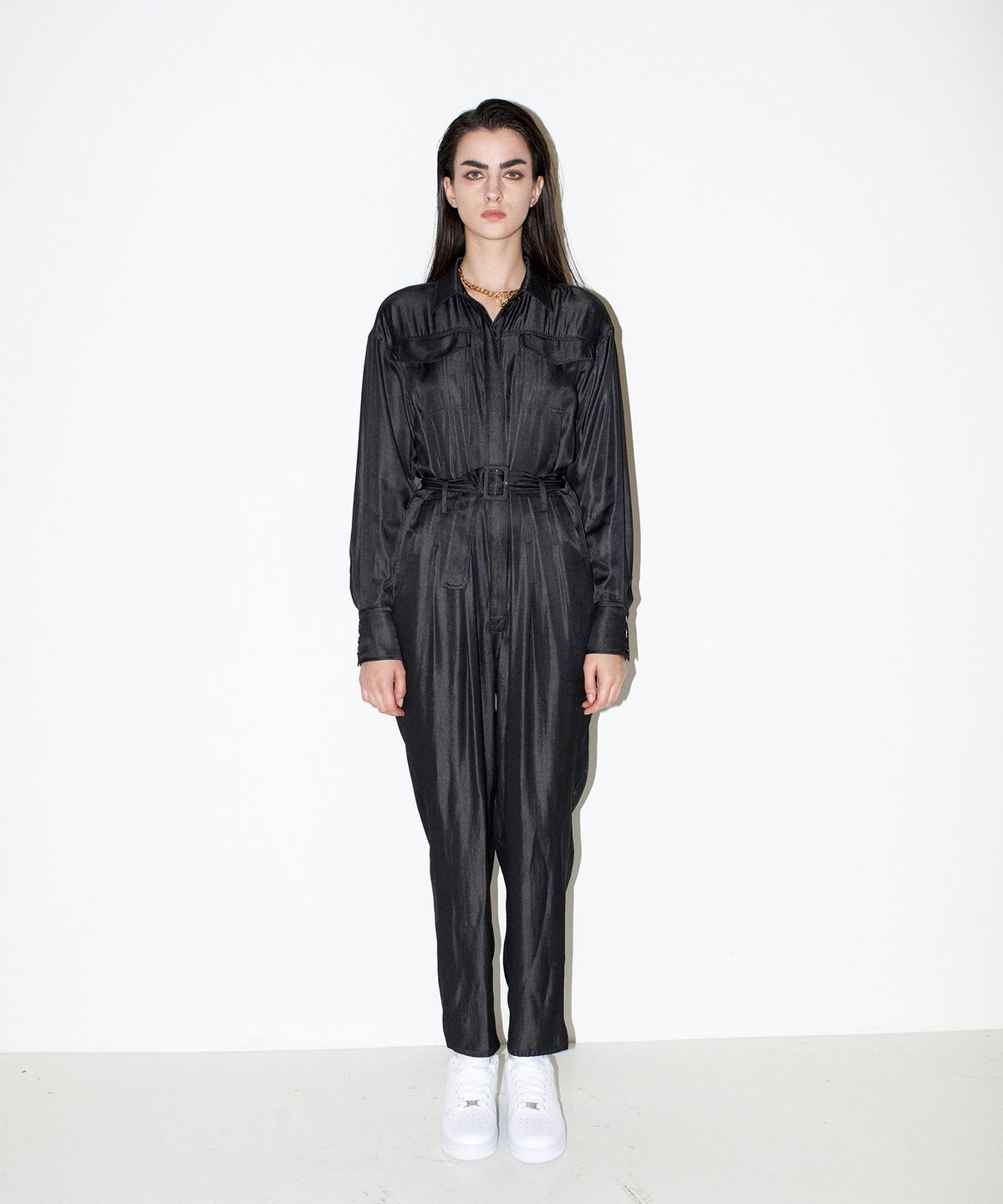 채뉴욕(CHAENEWYORK) Silky silky Jumpsuit [Black]