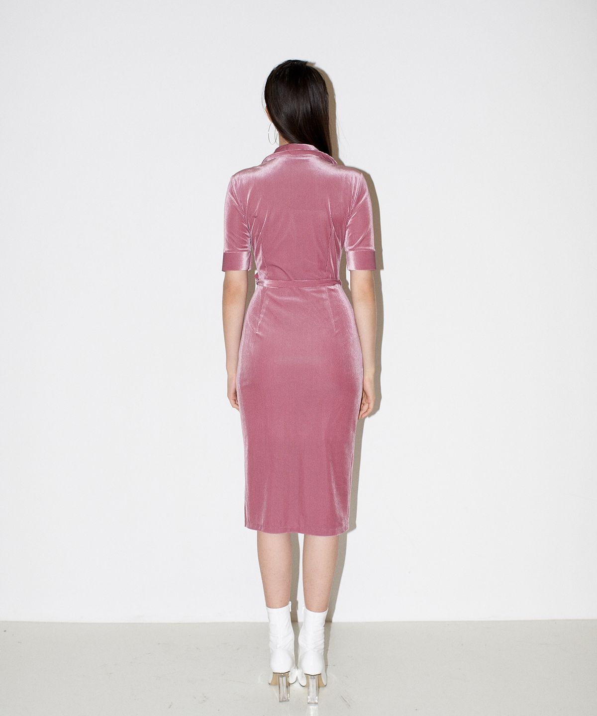채뉴욕(CHAENEWYORK) Front open velvet dress [Pink]