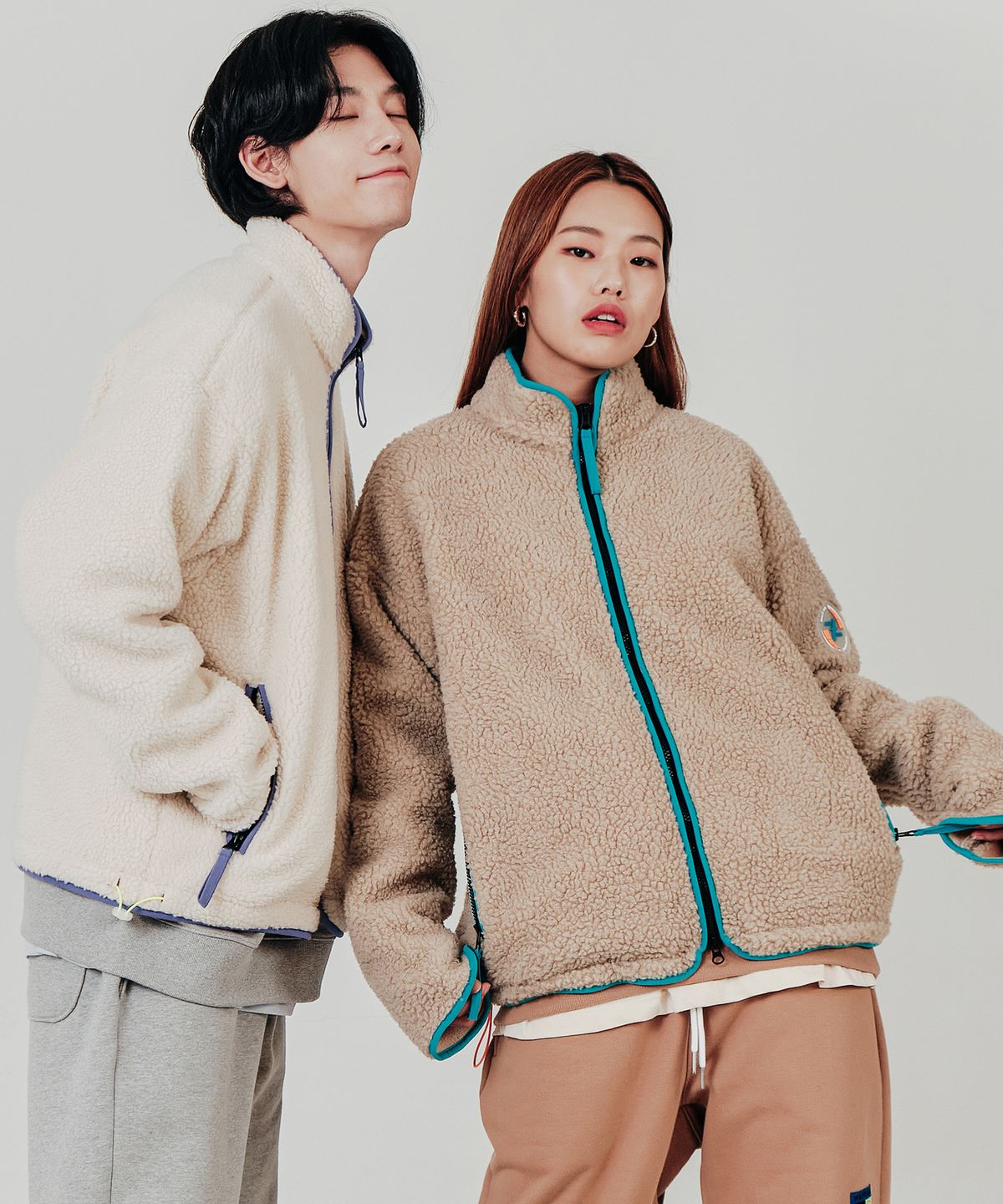 웨이브건(WAVEGUN) 보아털 후리스 크림& 베이지