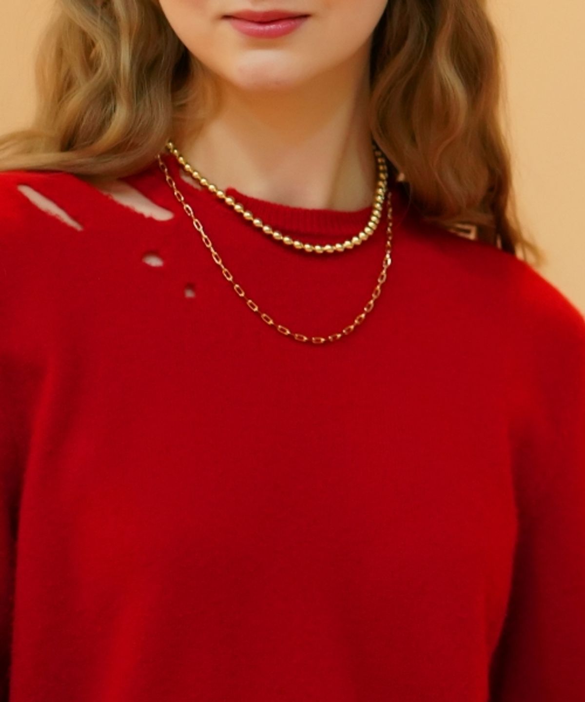 봉보(BONBEAU) Daily simple clip chain Necklace 스퀘어 클립 체인 레이어드 목걸이