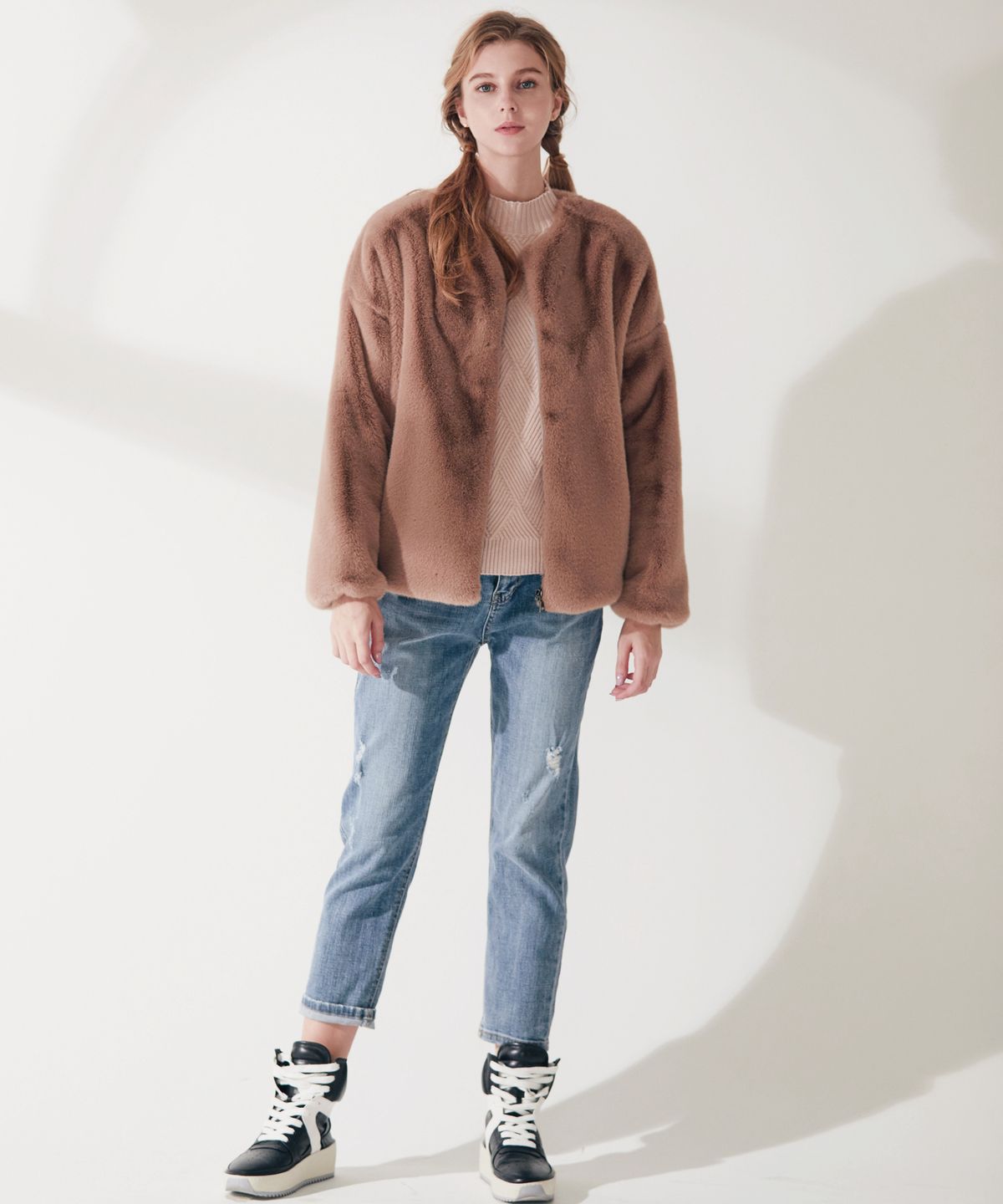 엔오티(NOT) Soft Fake Fur Single Jacket