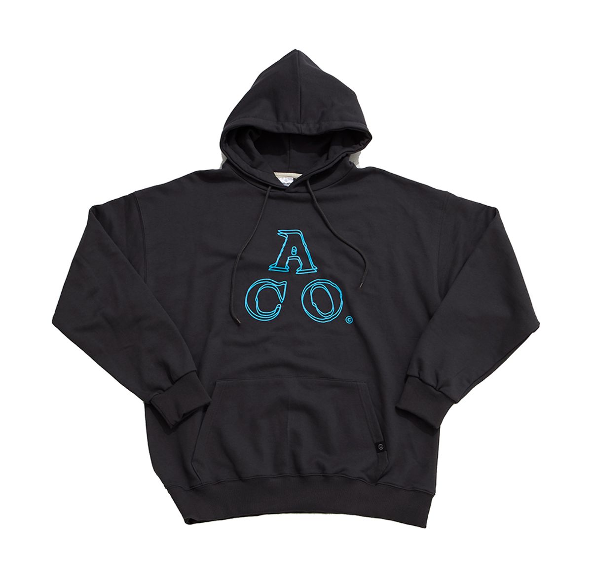 어퍼스트로피 콤마(APOSTROPHE COMMA) ACO LOGO HOODIE (Charcoal/Blue)