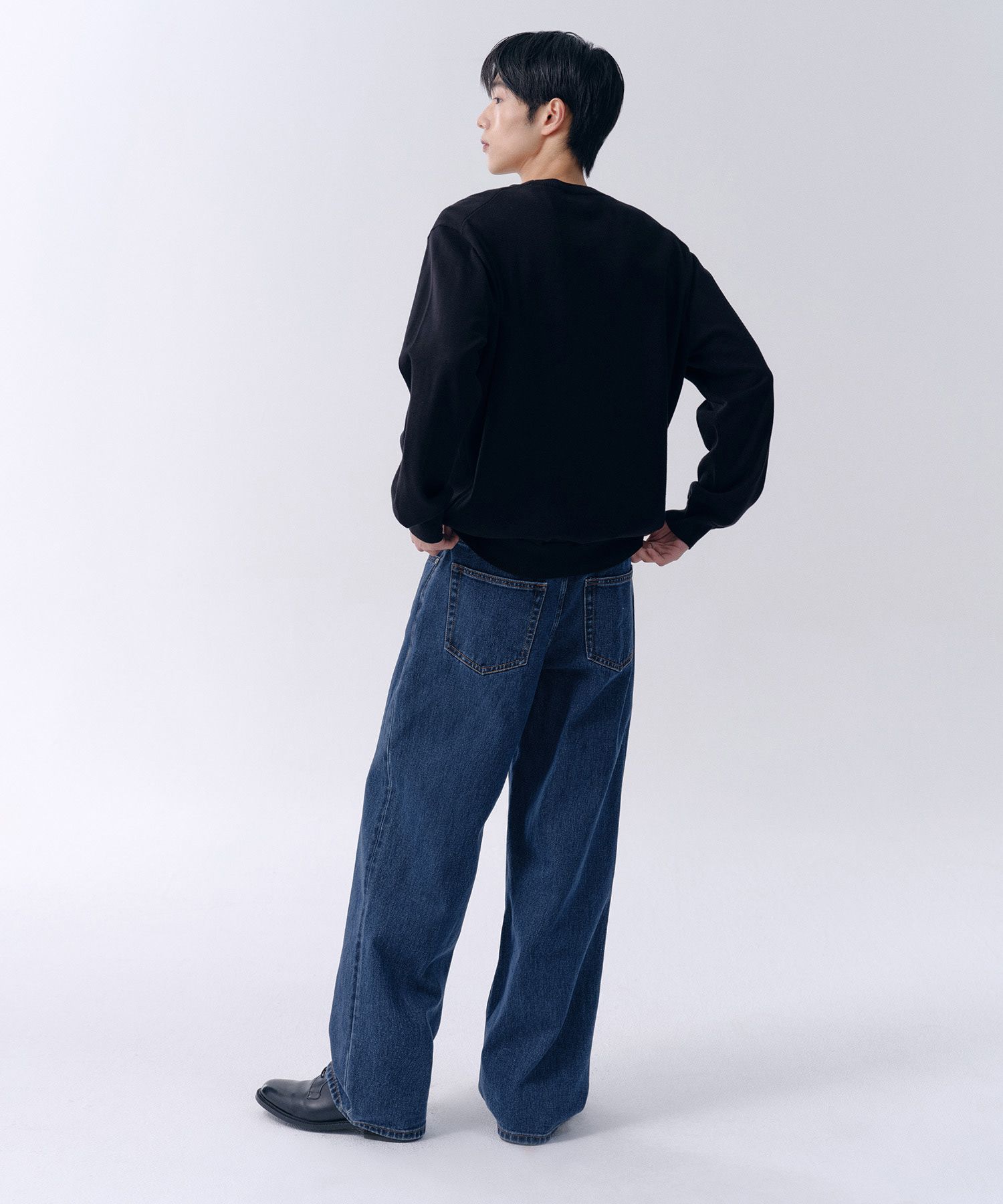 ★MUSINSA STANDARD★ Indigo medium wide denim pants with a z MUSINSA | MUSINSA STANDARD WIDE DENIM PANTS [MEDIUM INDIGO]