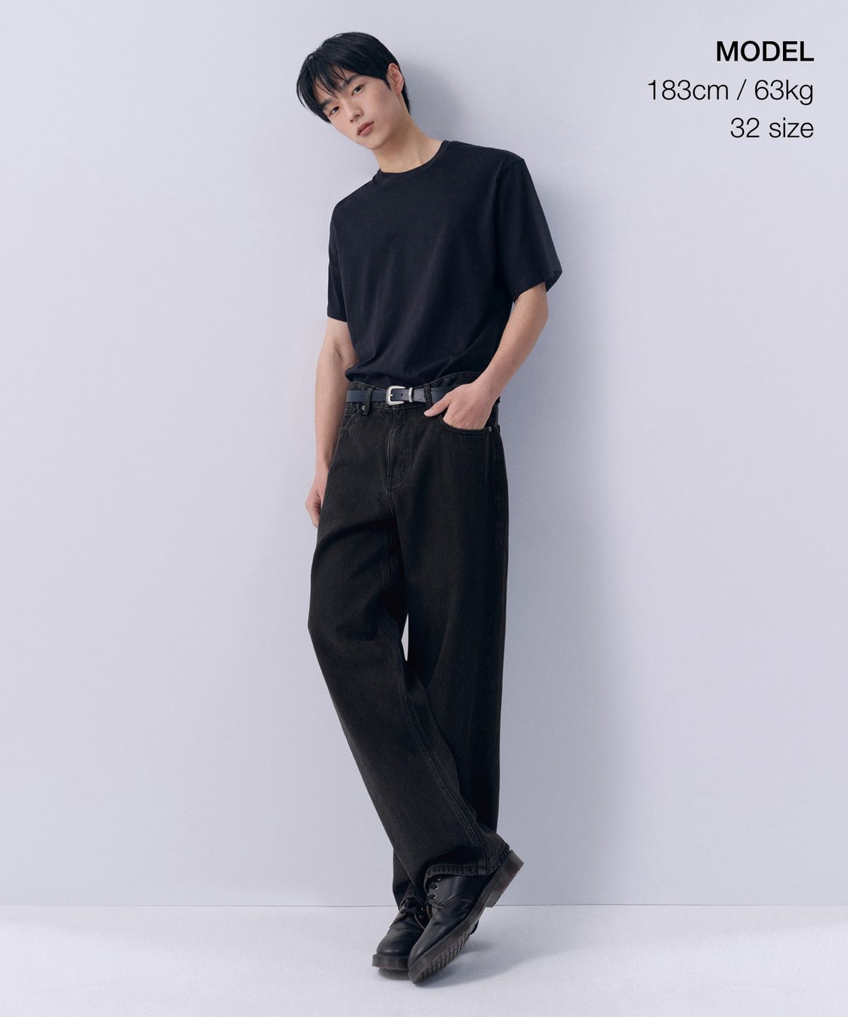 무신사 스탠다드(MUSINSA STANDARD) 와이드 데님 팬츠 [워시드 블랙]