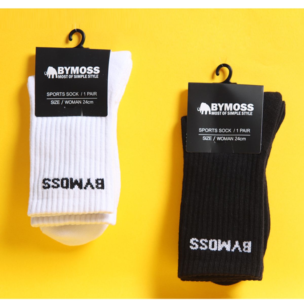 바이모스(BYMOSS) 로고크루삭스 블랙(5족세트)
