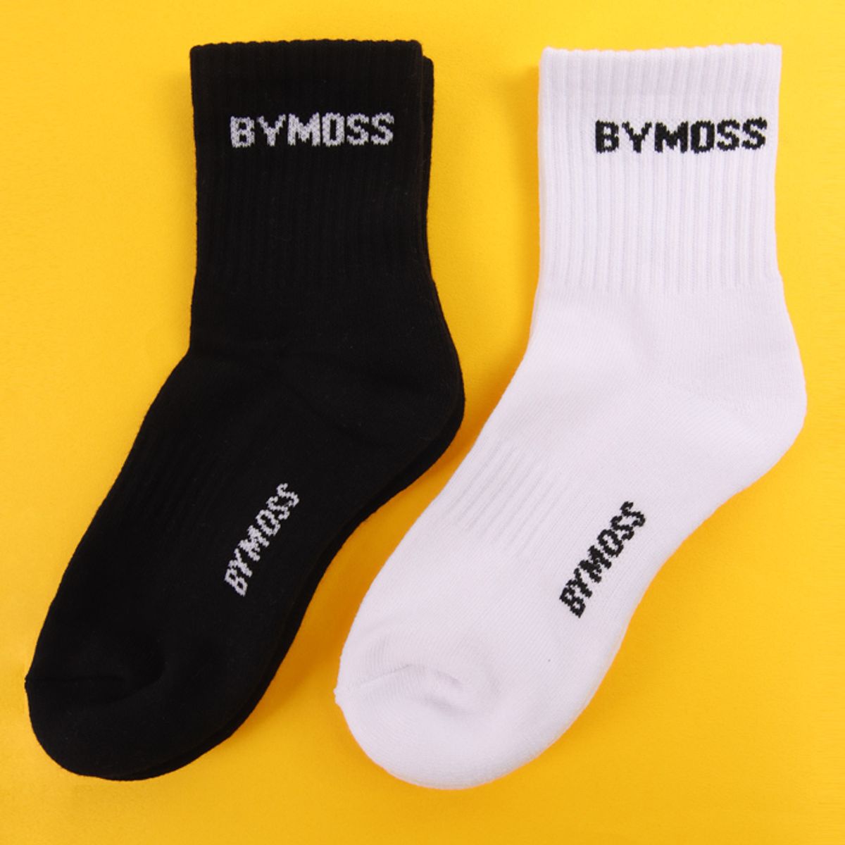 바이모스(BYMOSS) 로고 미들 삭스_화이트(5족세트)