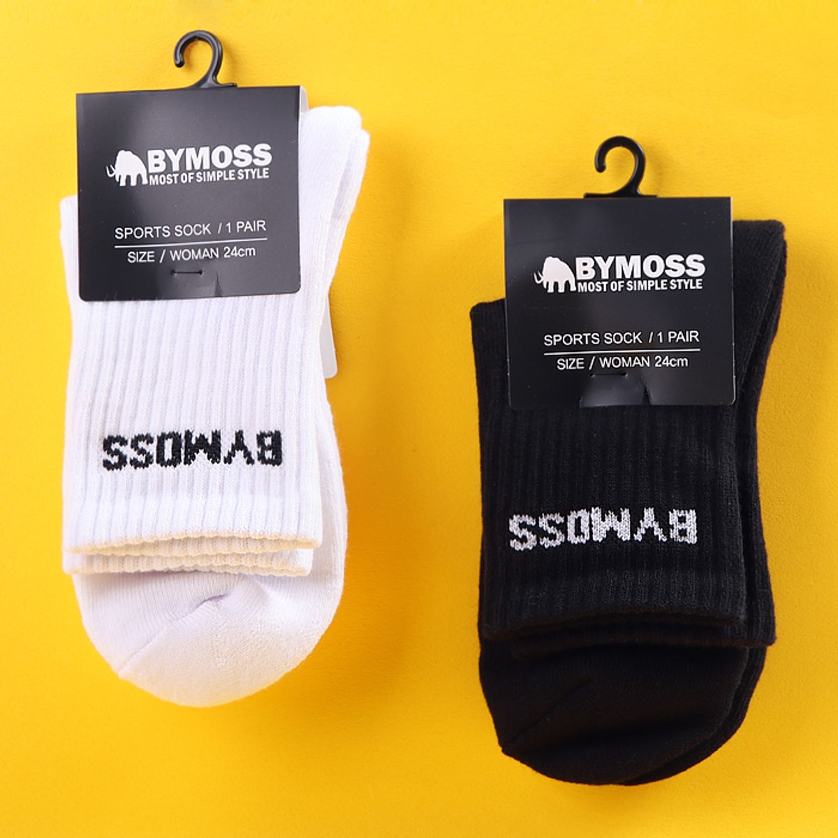바이모스(BYMOSS) 로고 미들 삭스_블랙(5족세트)