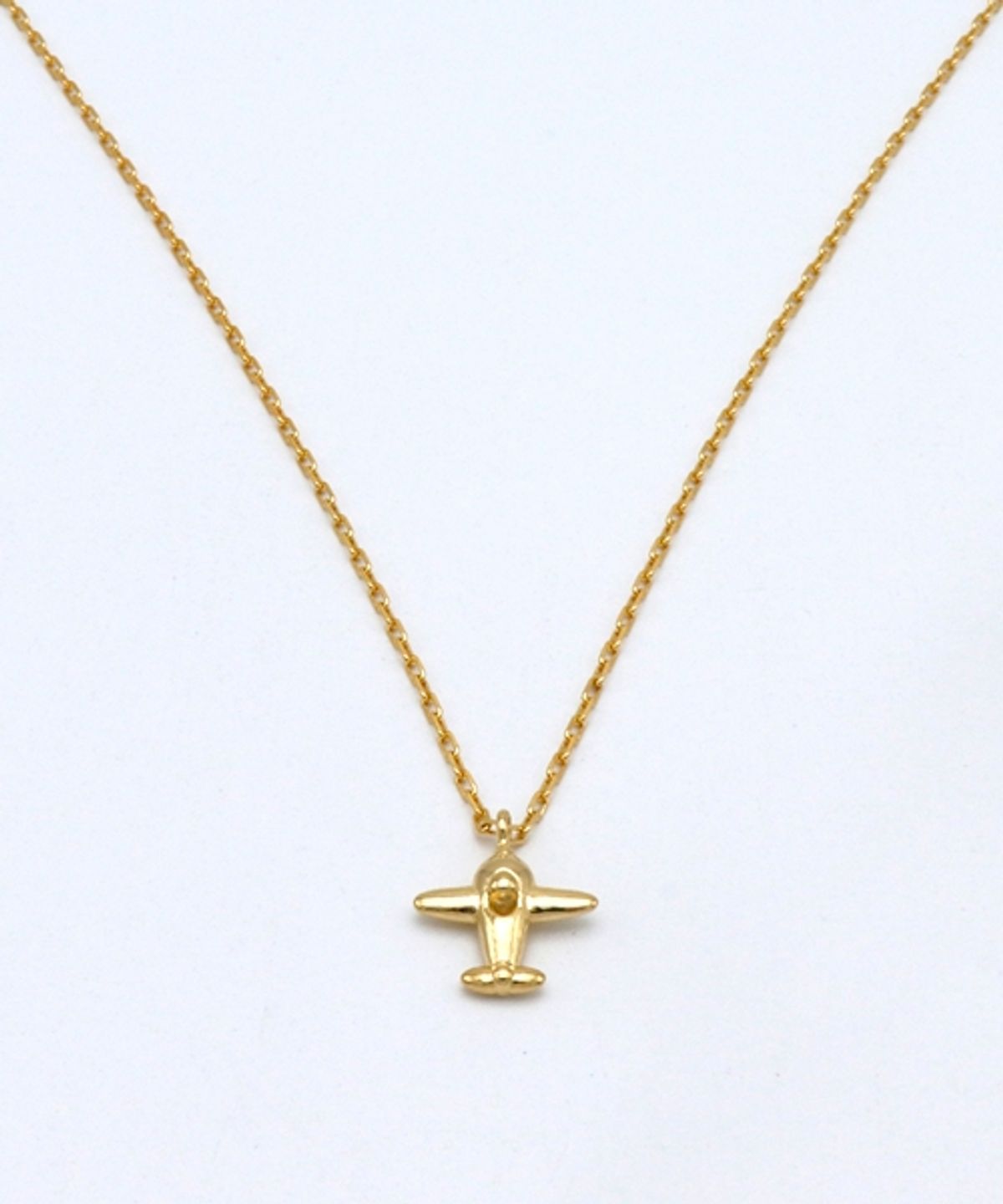 봉보(BONBEAU) Tiny airplane pendant point Necklace 비행기 팬던트 골드 체인 목걸이