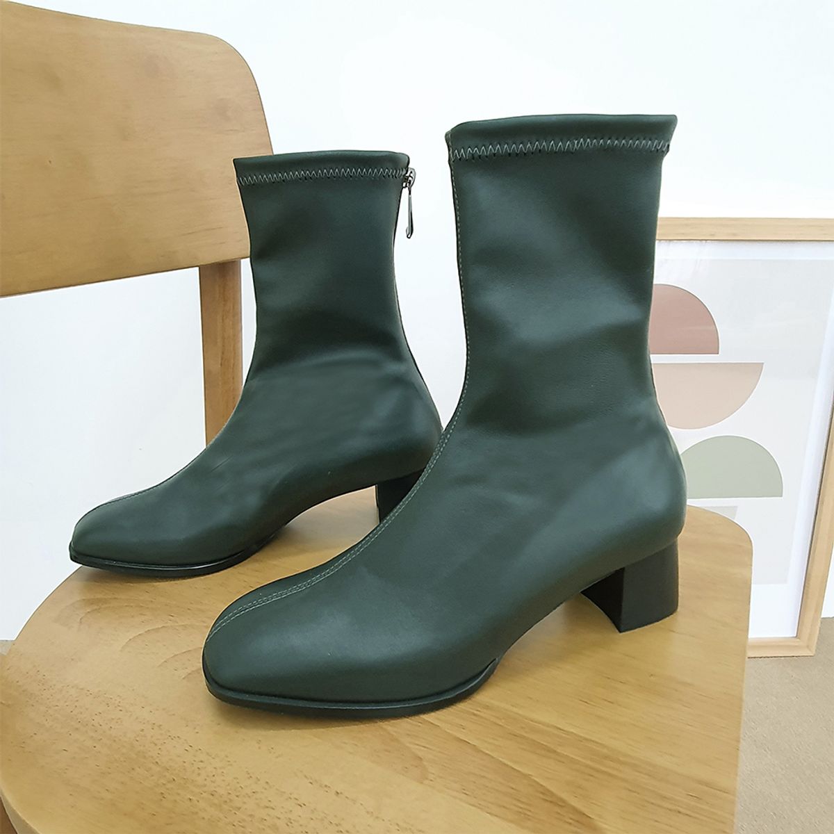 케리제이드(KERRIJADE) Midi Size Socks Boots_DeepGreen