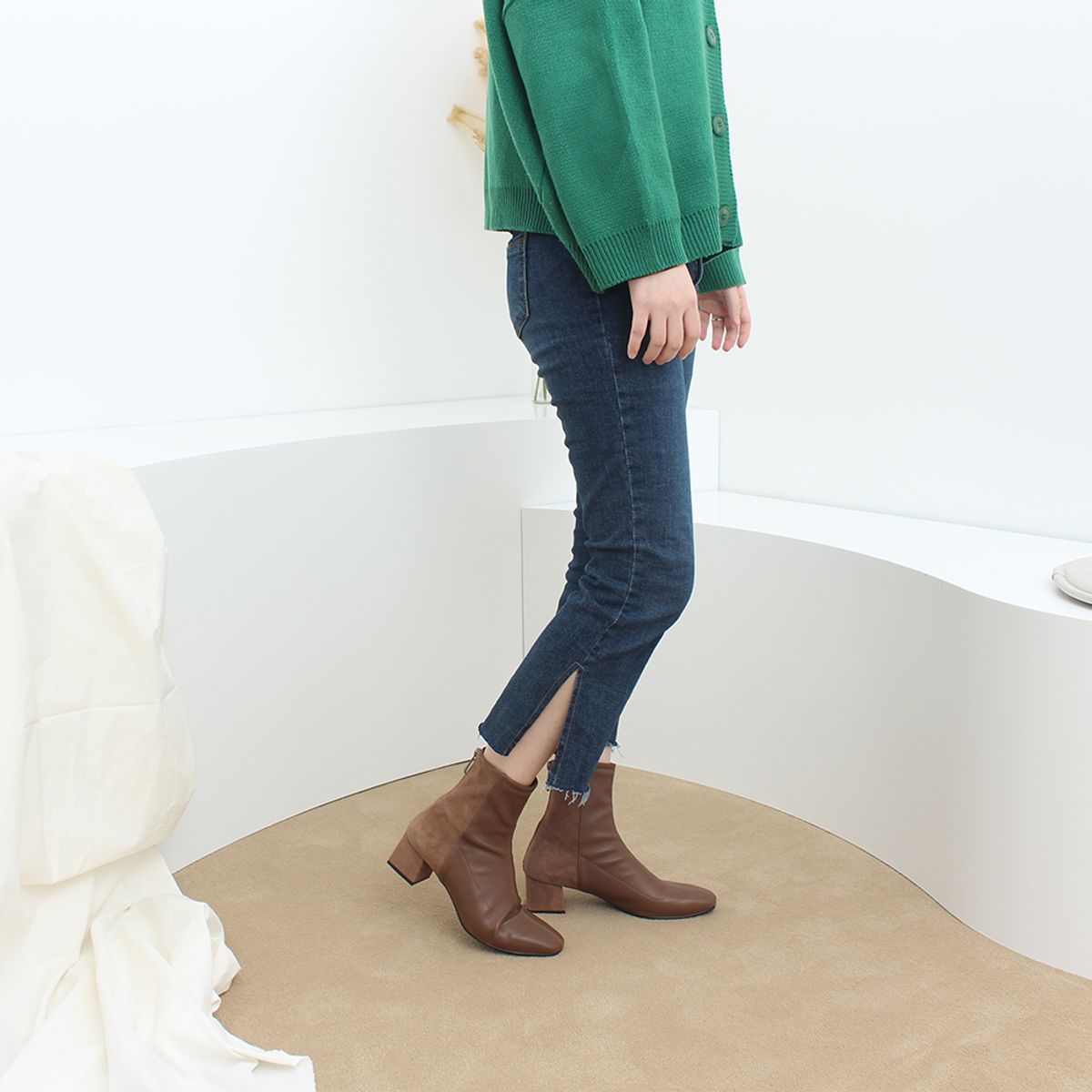 케리제이드(KERRIJADE) Bi-Leather Socks Boots_Brown
