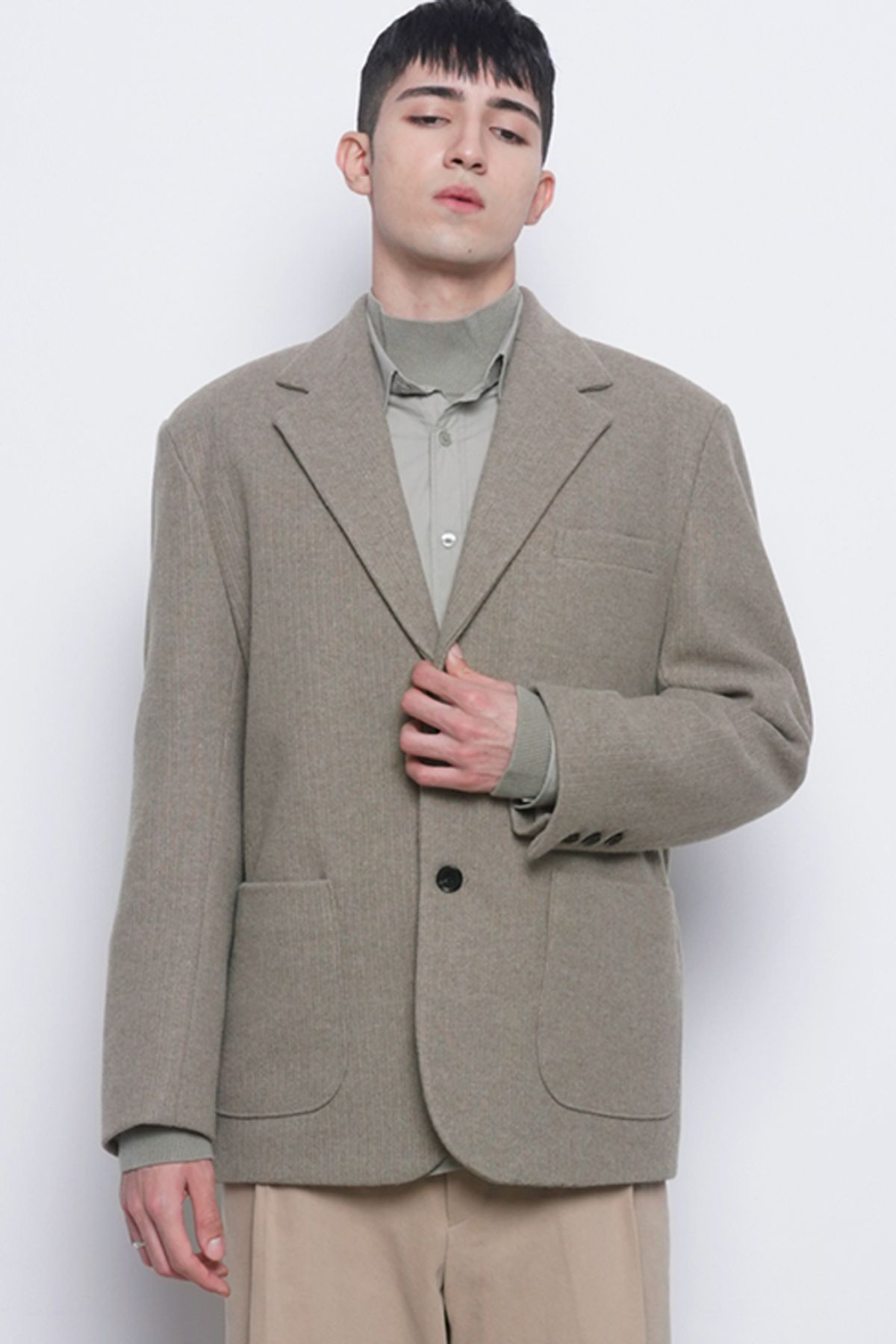 에이본(THE-ABON) M08 bos wool knit jacket khaki