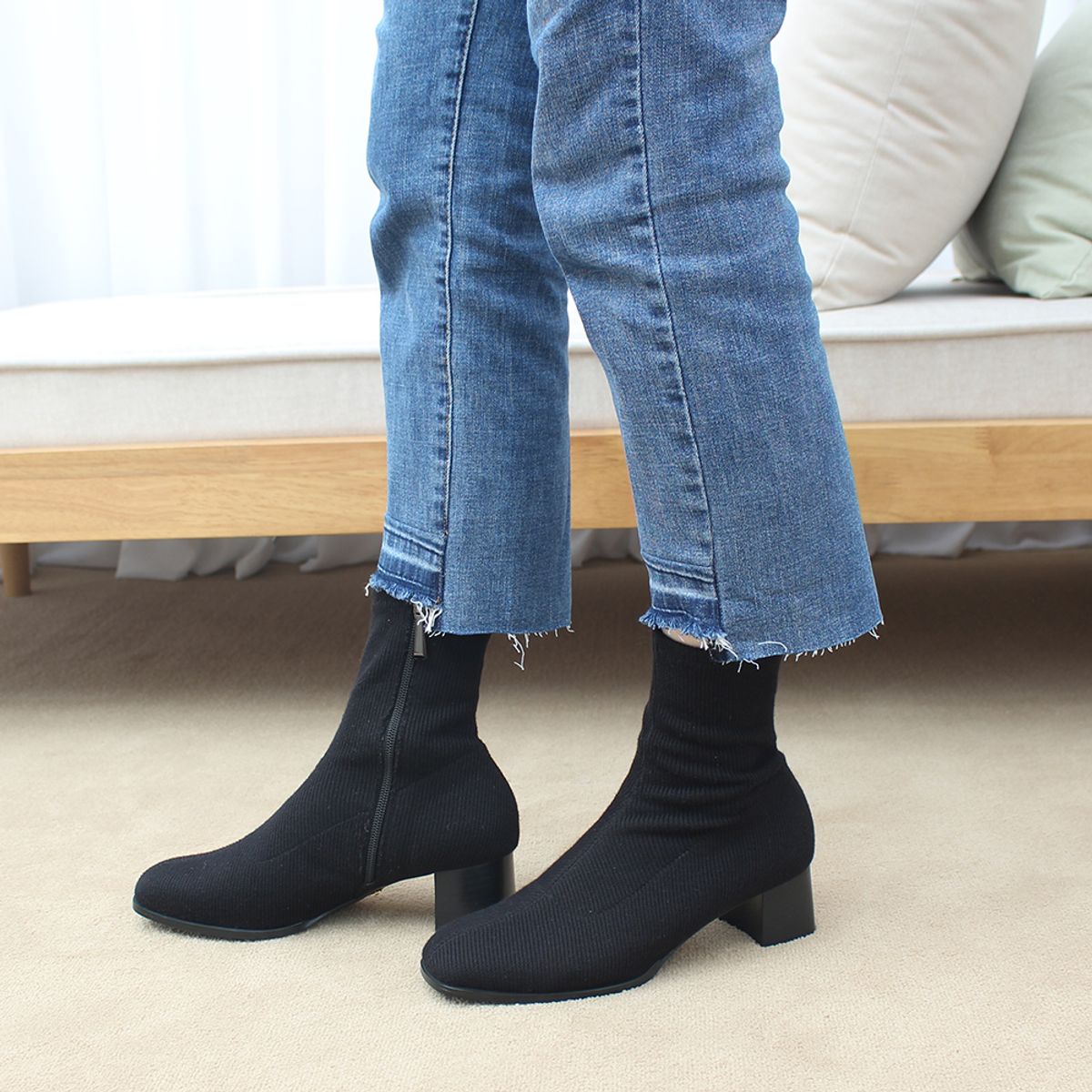 케리제이드(KERRIJADE) Angela Knit  Span Socks Boots_Black