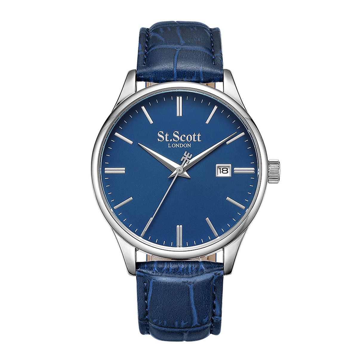 세인트스코트런던(ST.SCOTT LONDON) ST7109L 심플라인 데이트 남성 가죽시계