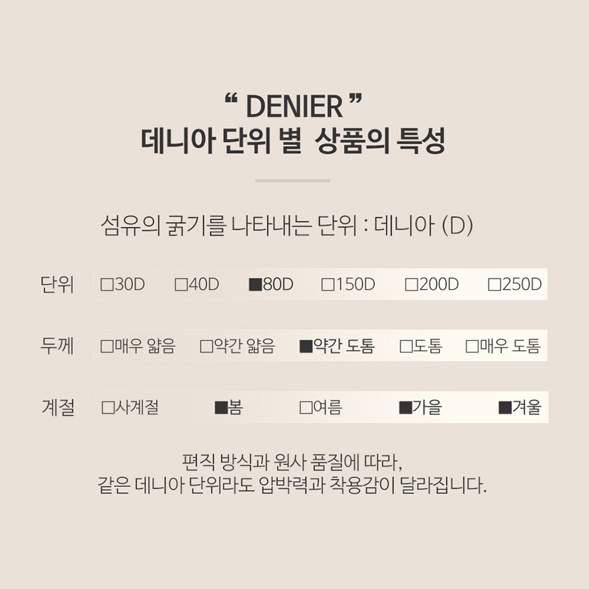 선미몰(SUNMIMALL) 80D 2매세트 학생용 고탄력 겨울 스타킹  (스킨/블랙)
