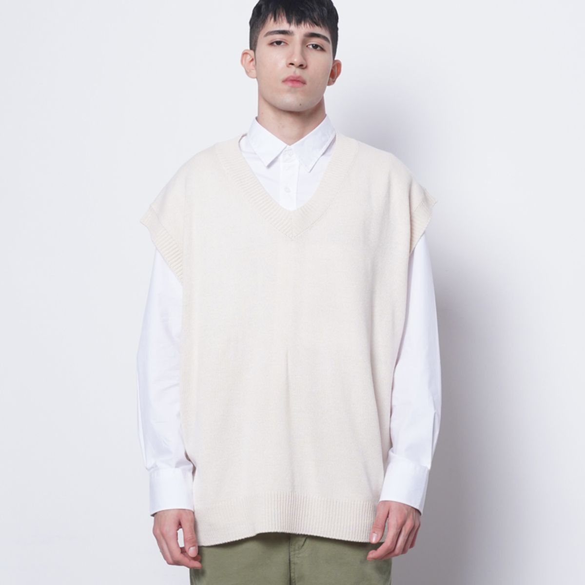 에이본(THE-ABON) M614 in over knit vest ivory