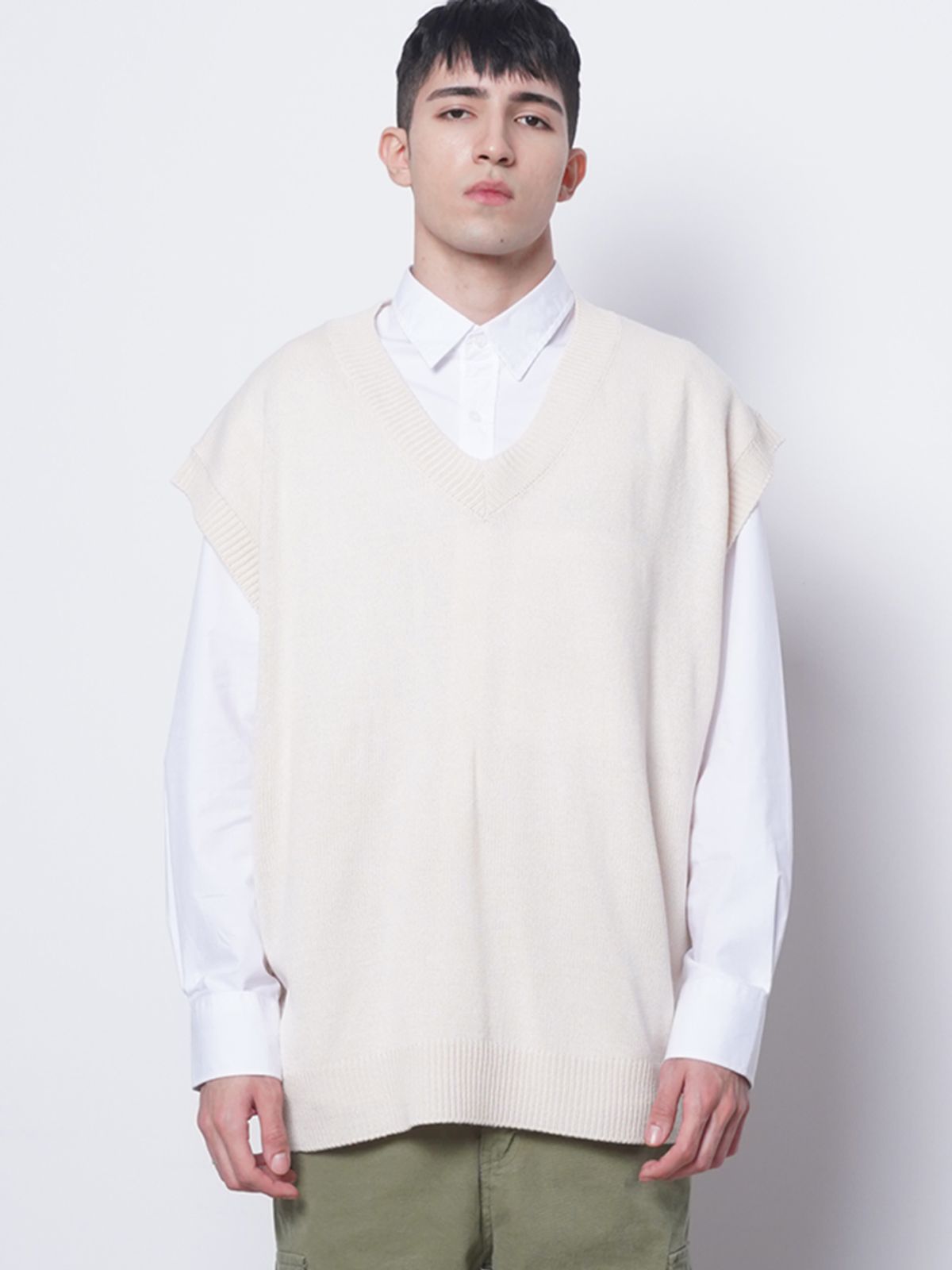 에이본(THE-ABON) M614 in over knit vest ivory