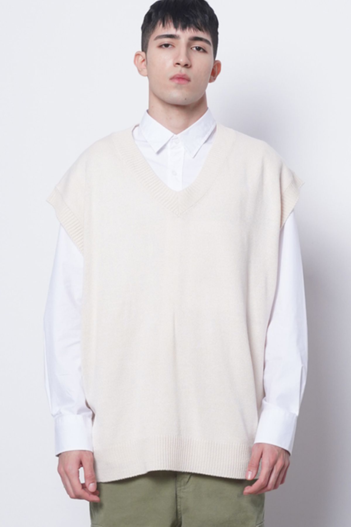 에이본(THE-ABON) M614 in over knit vest ivory