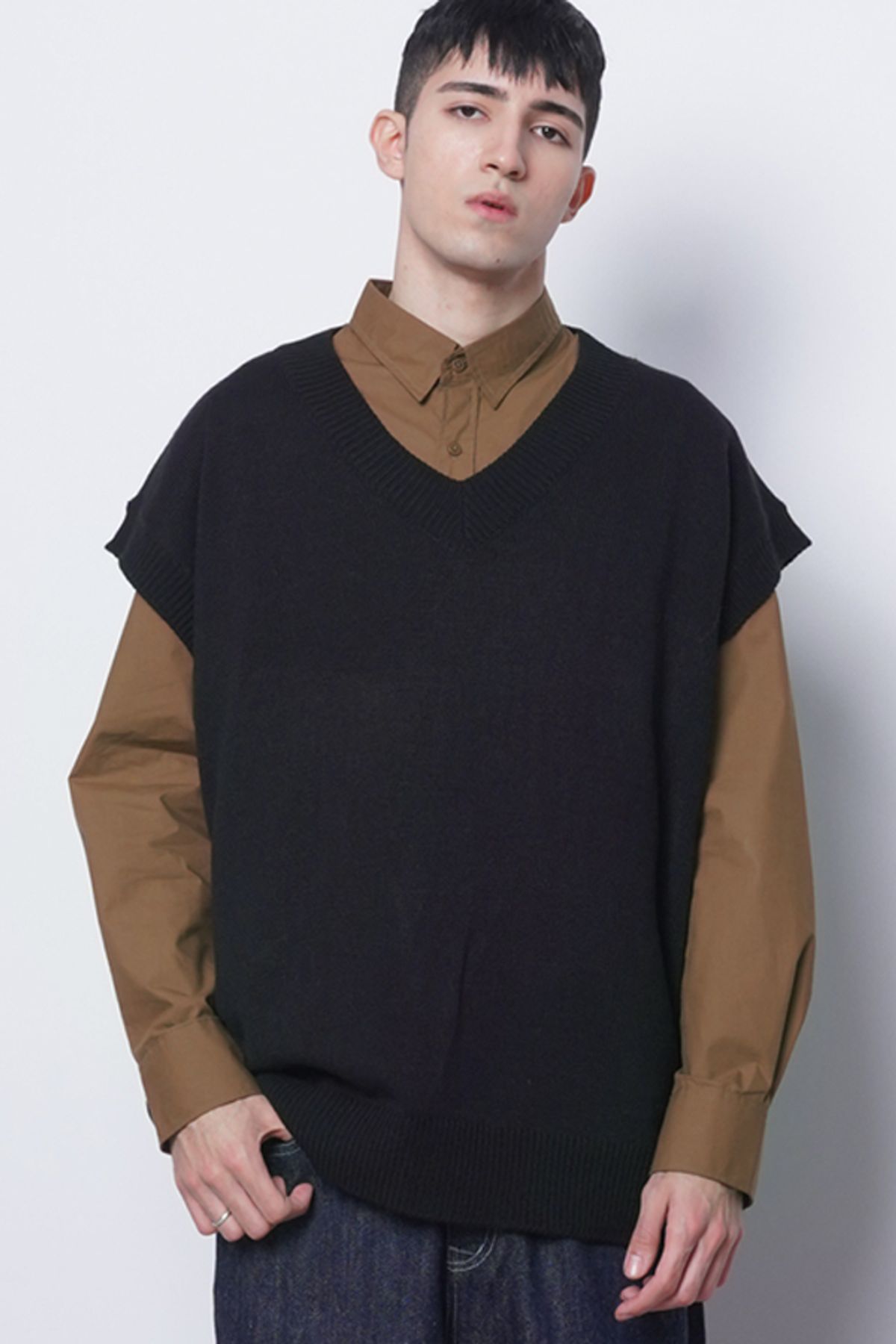 에이본(THE-ABON) M614 in over knit vest black