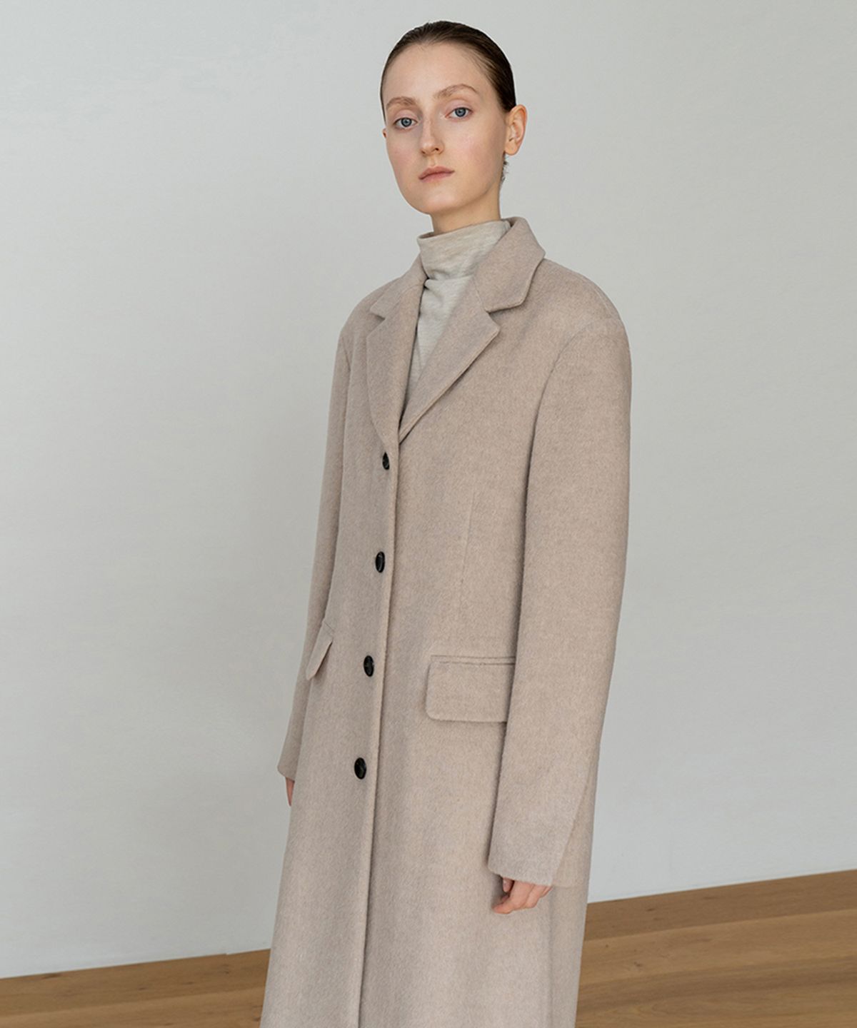 리이(RE RHEE) WOOL BLEND SINGLE BREASTED LONG COAT