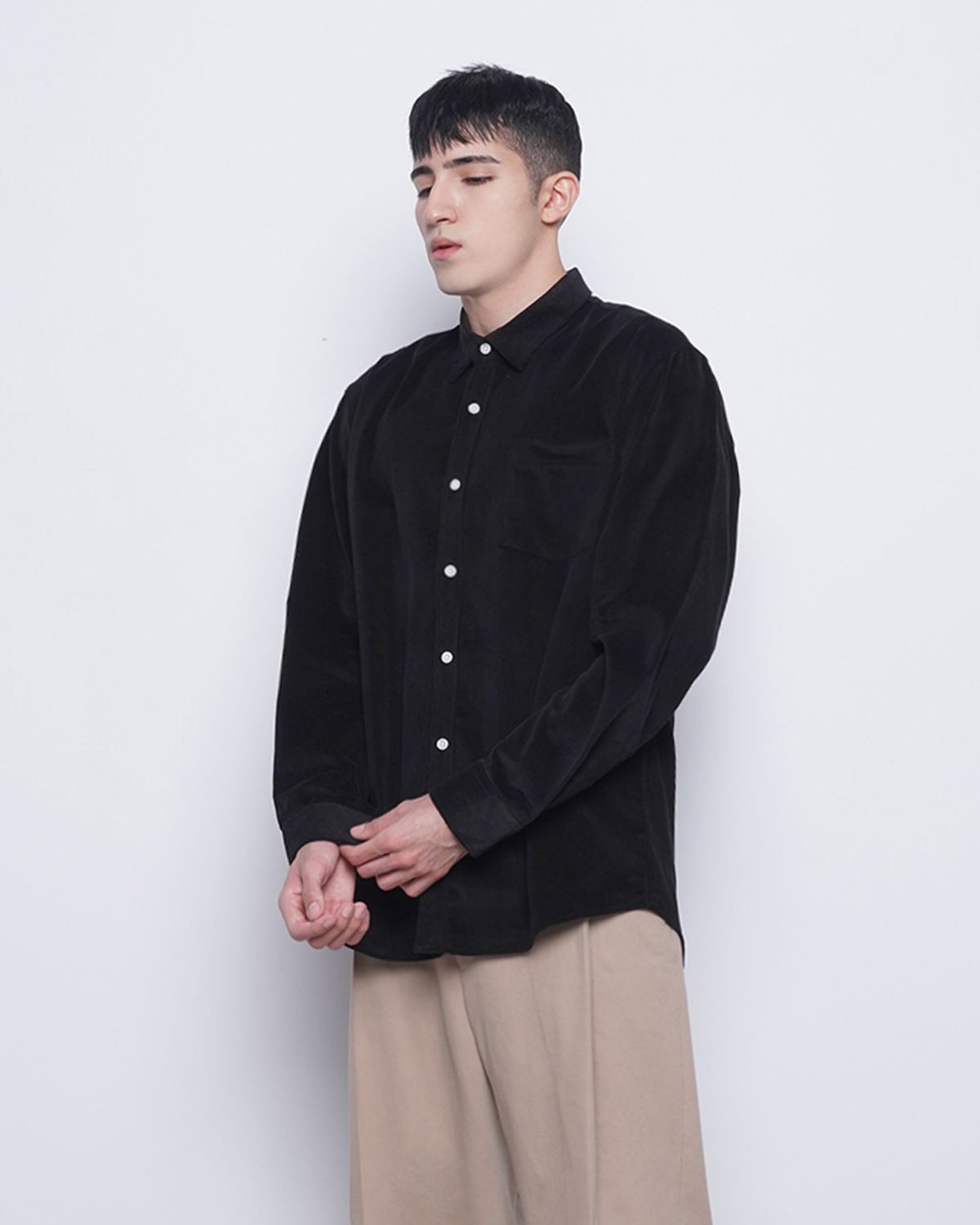 에이본(THE-ABON) M201 coduroy over shirts black