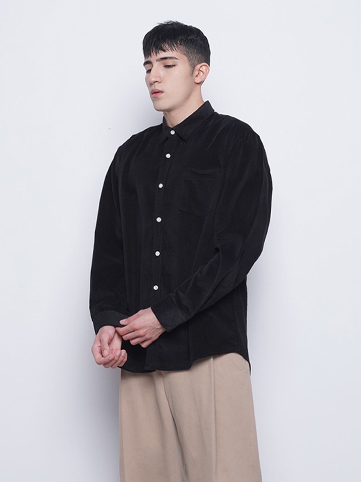 에이본(THE-ABON) M201 coduroy over shirts black