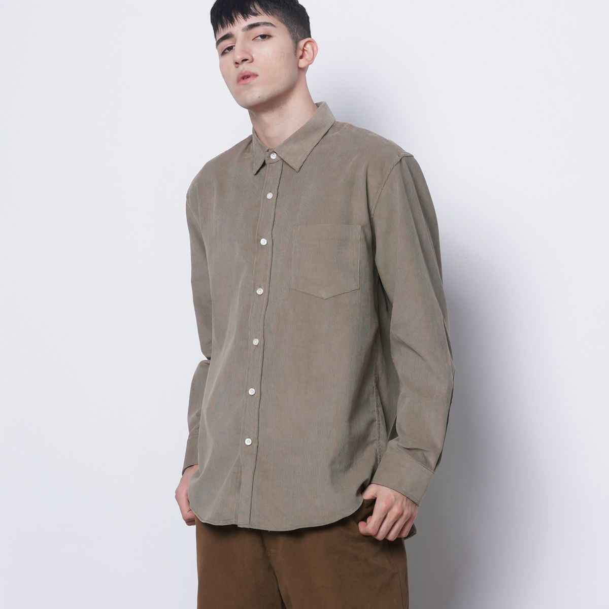 에이본(THE-ABON) M201 coduroy over shirts khaki