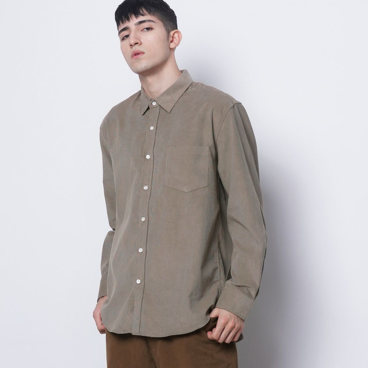 에이본(THE-ABON) M201 coduroy over shirts khaki