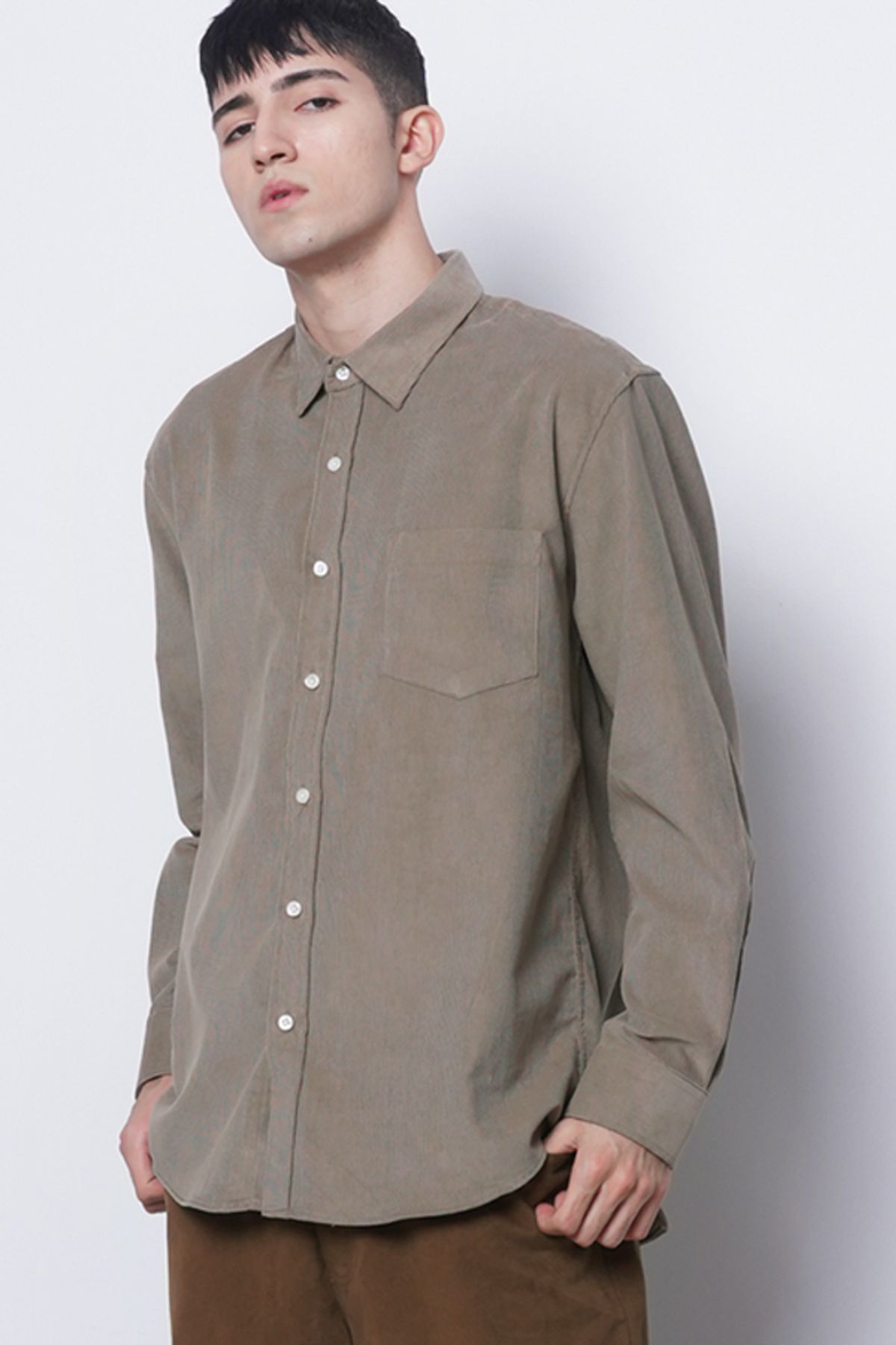 에이본(THE-ABON) M201 coduroy over shirts khaki