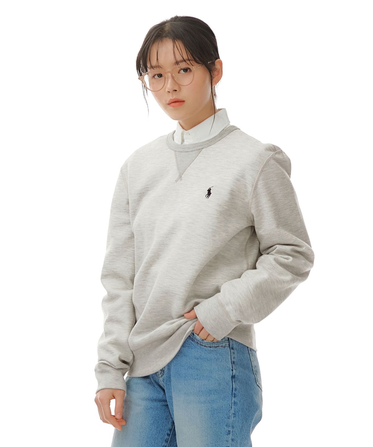 폴로 랄프 로렌(POLO RALPH LAUREN) 더블니트 스웨트셔츠 - 그레이