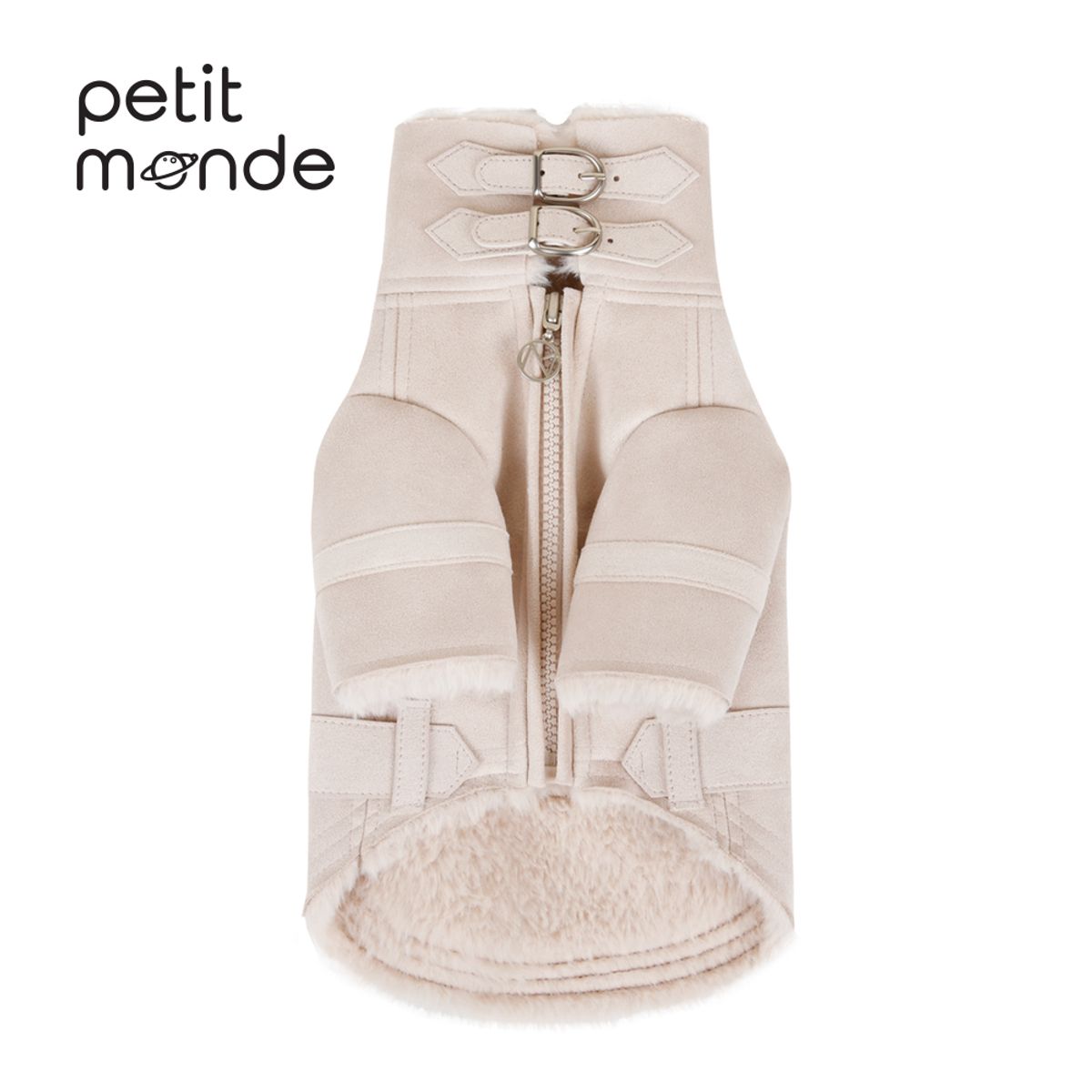 쁘띠몽드(PETIT MONDE) 스웨이드 벨티드 무스탕 코트 베이비핑크