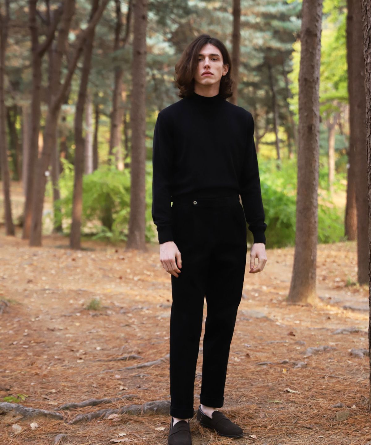벨리프(BELLIEF) Corduroy two tuck adjust pants (Black)