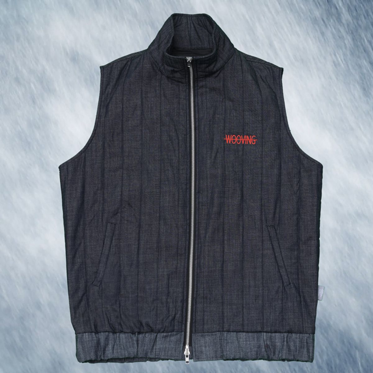 우빙(WOOVING) PADDED DENIM VEST (NAVY)