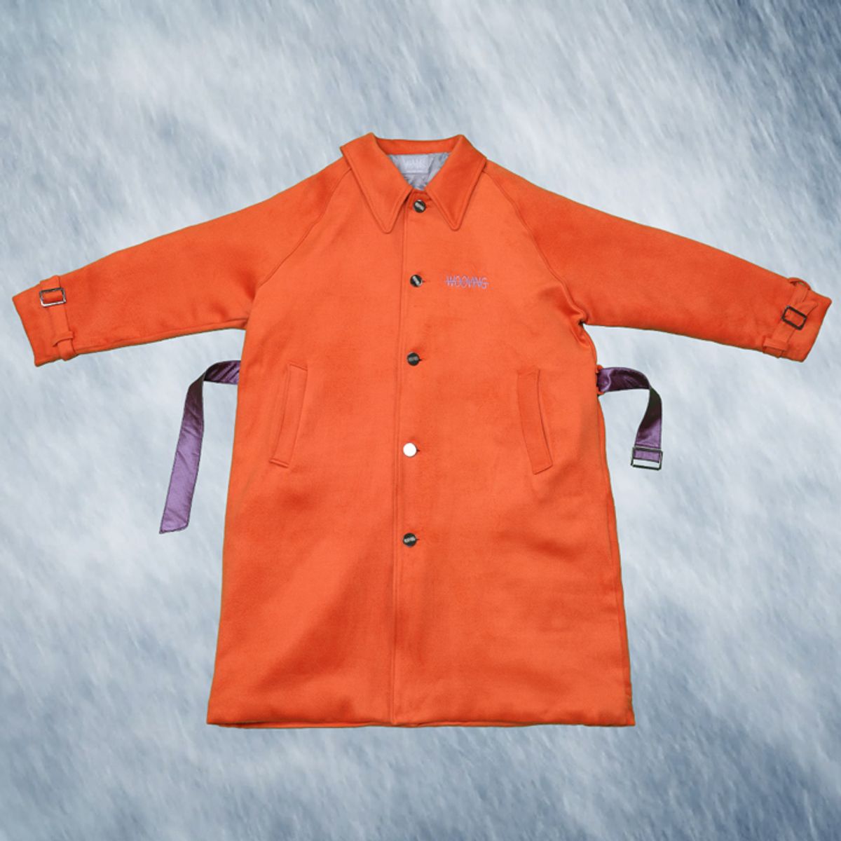 우빙(WOOVING) LONG COLLAR PADDED COAT (ORANGE)