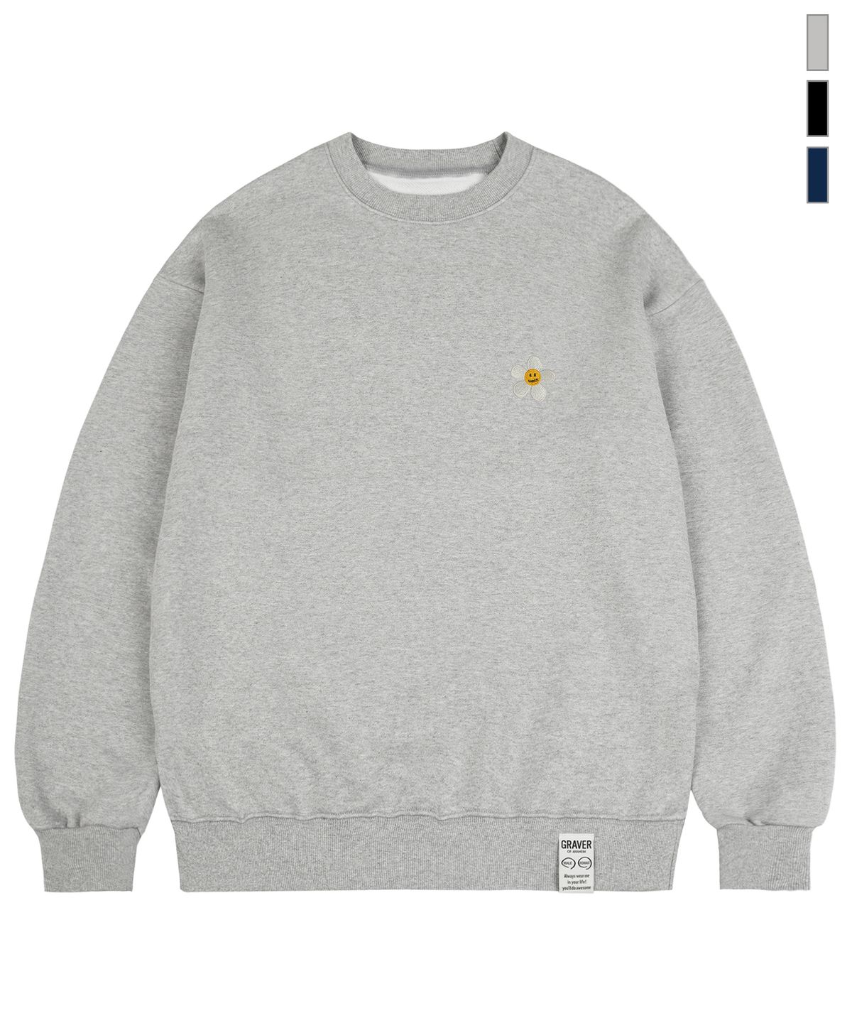 그레이버(GRAVER) [UNISEX]플라워도트 자수 맨투맨_2color