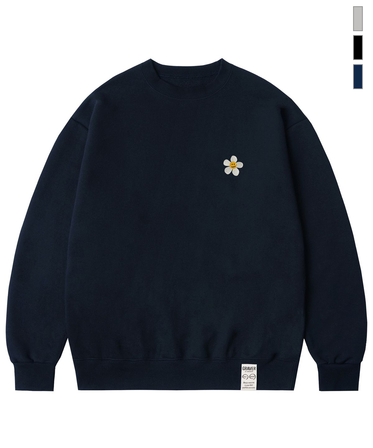 그레이버(GRAVER) [UNISEX]플라워도트 자수 맨투맨_2color