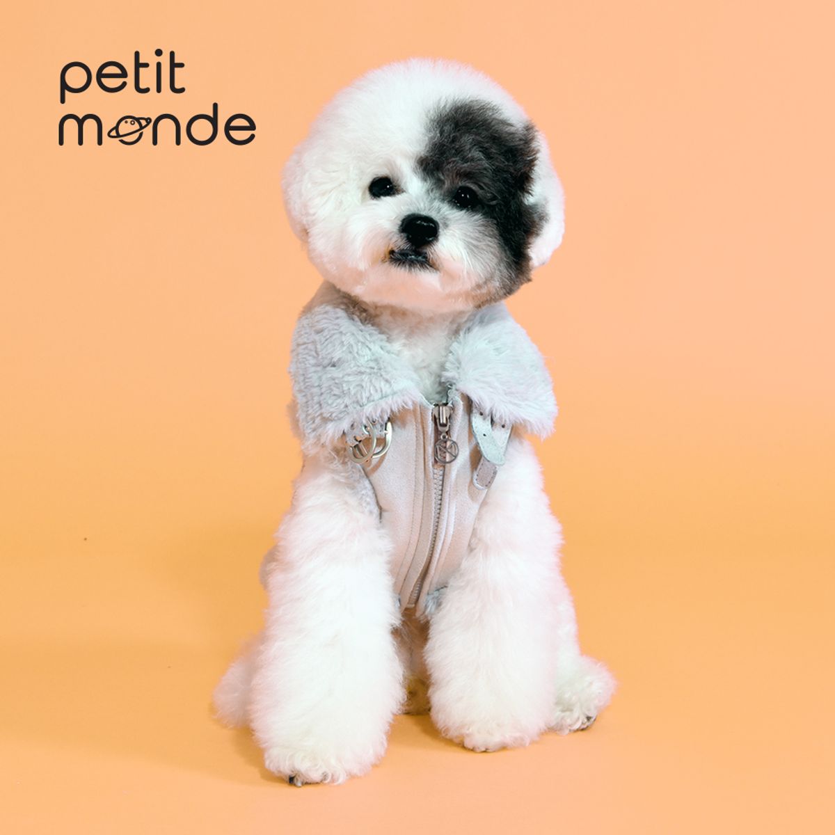 쁘띠몽드(PETIT MONDE) 스웨이드 파스텔 무스탕 조끼 스카이블루