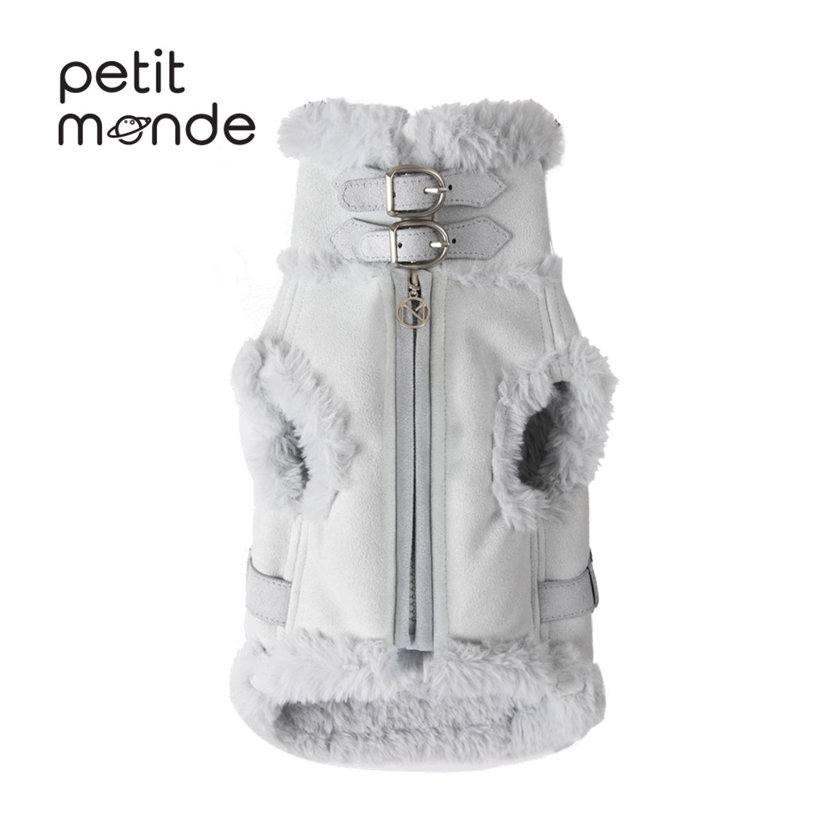 쁘띠몽드(PETIT MONDE) 스웨이드 파스텔 무스탕 조끼 스카이블루