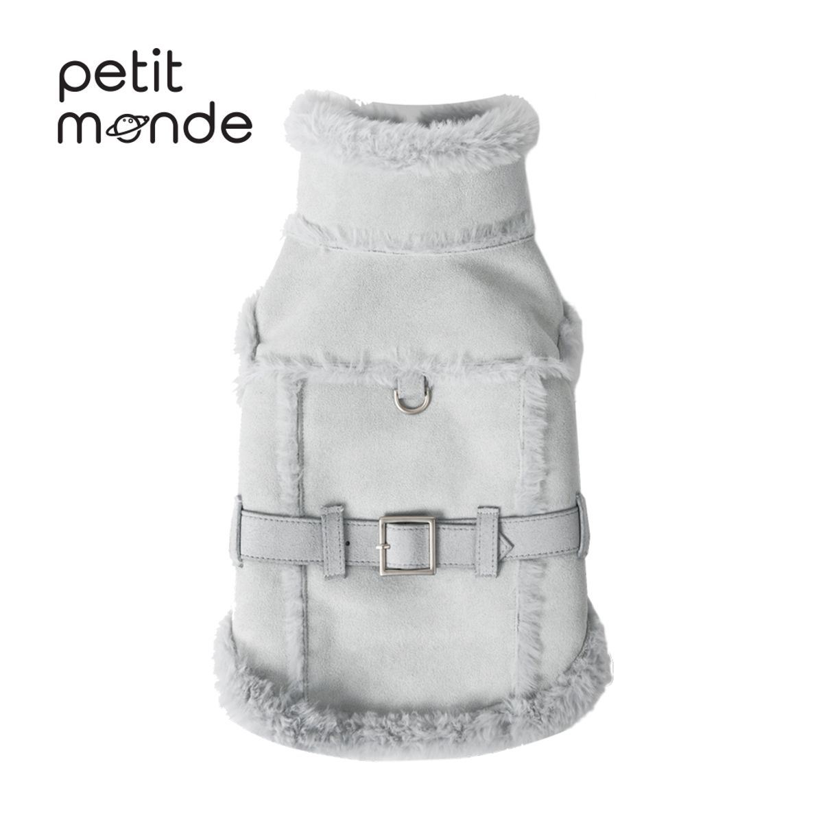 쁘띠몽드(PETIT MONDE) 스웨이드 파스텔 무스탕 조끼 스카이블루
