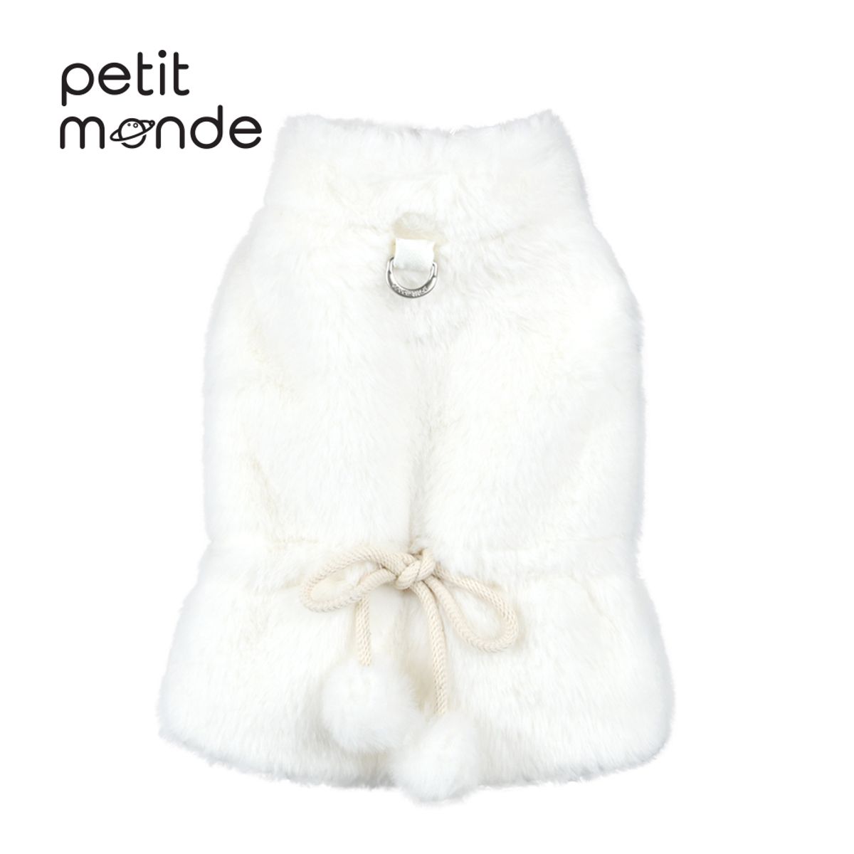 쁘띠몽드(PETIT MONDE) 밍크 퍼 스트링 베스트 화이트