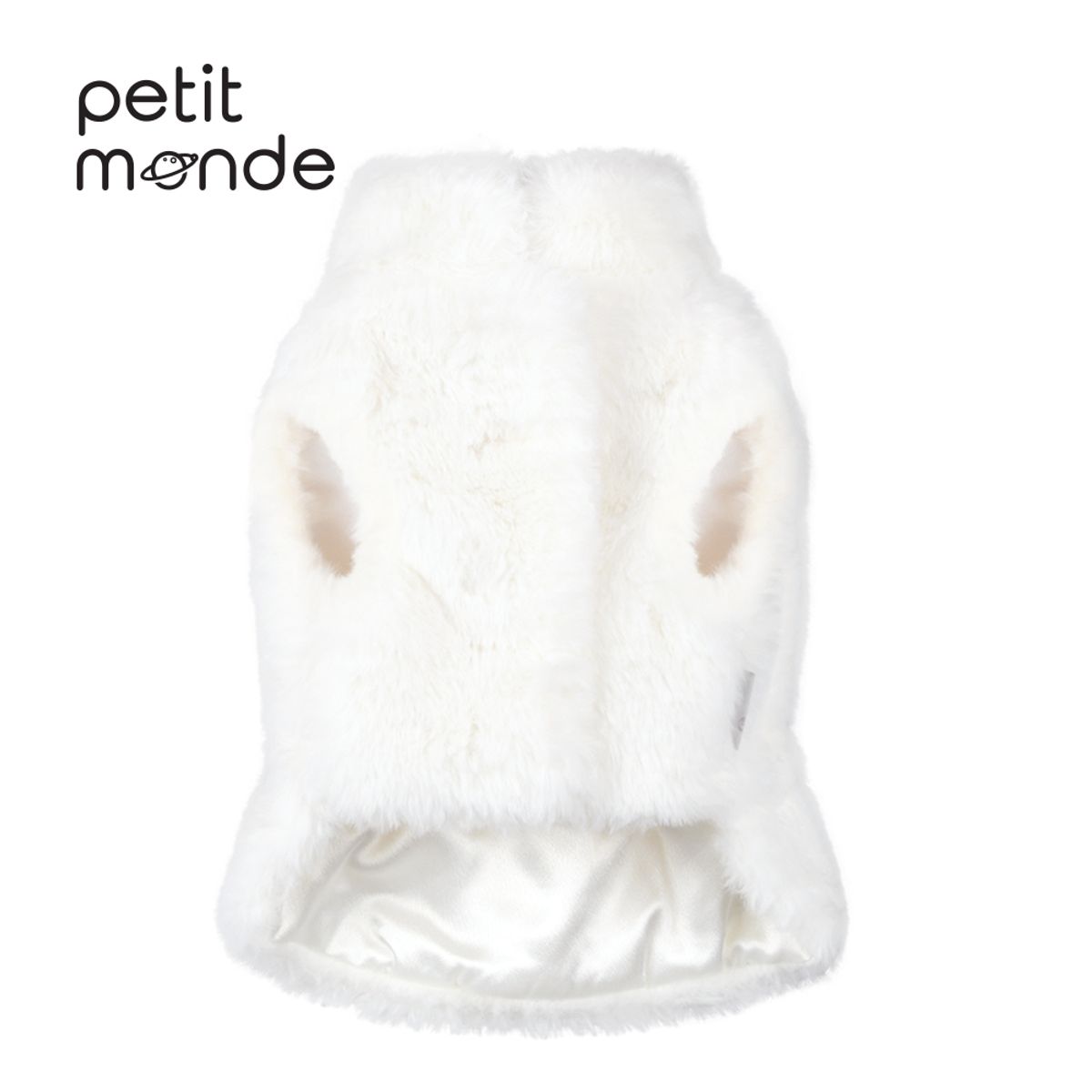 쁘띠몽드(PETIT MONDE) 밍크 퍼 스트링 베스트 화이트