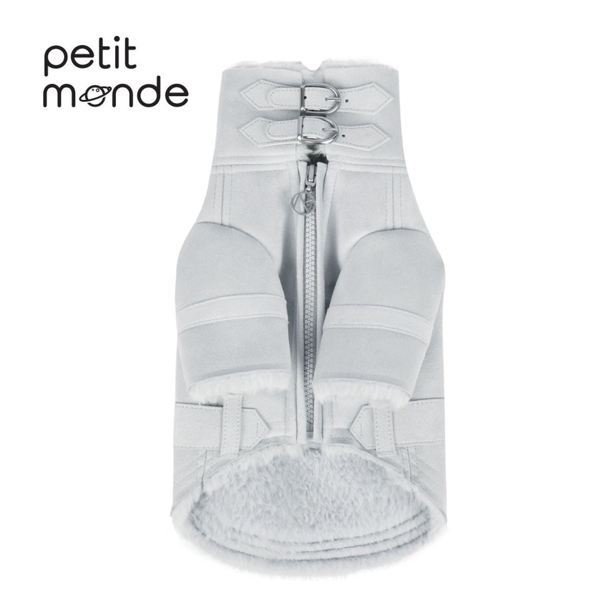 쁘띠몽드(PETIT MONDE) 스웨이드 벨티드 무스탕 코트 스카이블루